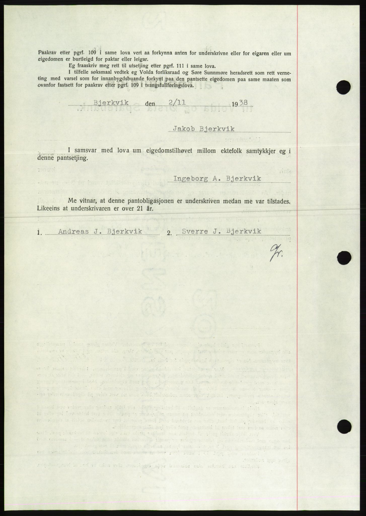 Søre Sunnmøre sorenskriveri, AV/SAT-A-4122/1/2/2C/L0066: Pantebok nr. 60, 1938-1938, Dagboknr: 1524/1938