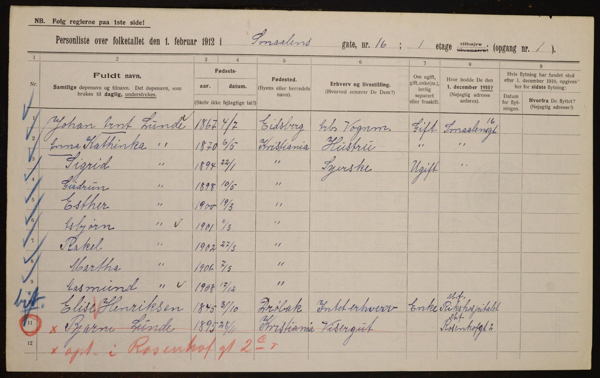 OBA, Kommunal folketelling 1.2.1912 for Kristiania, 1912, s. 98224