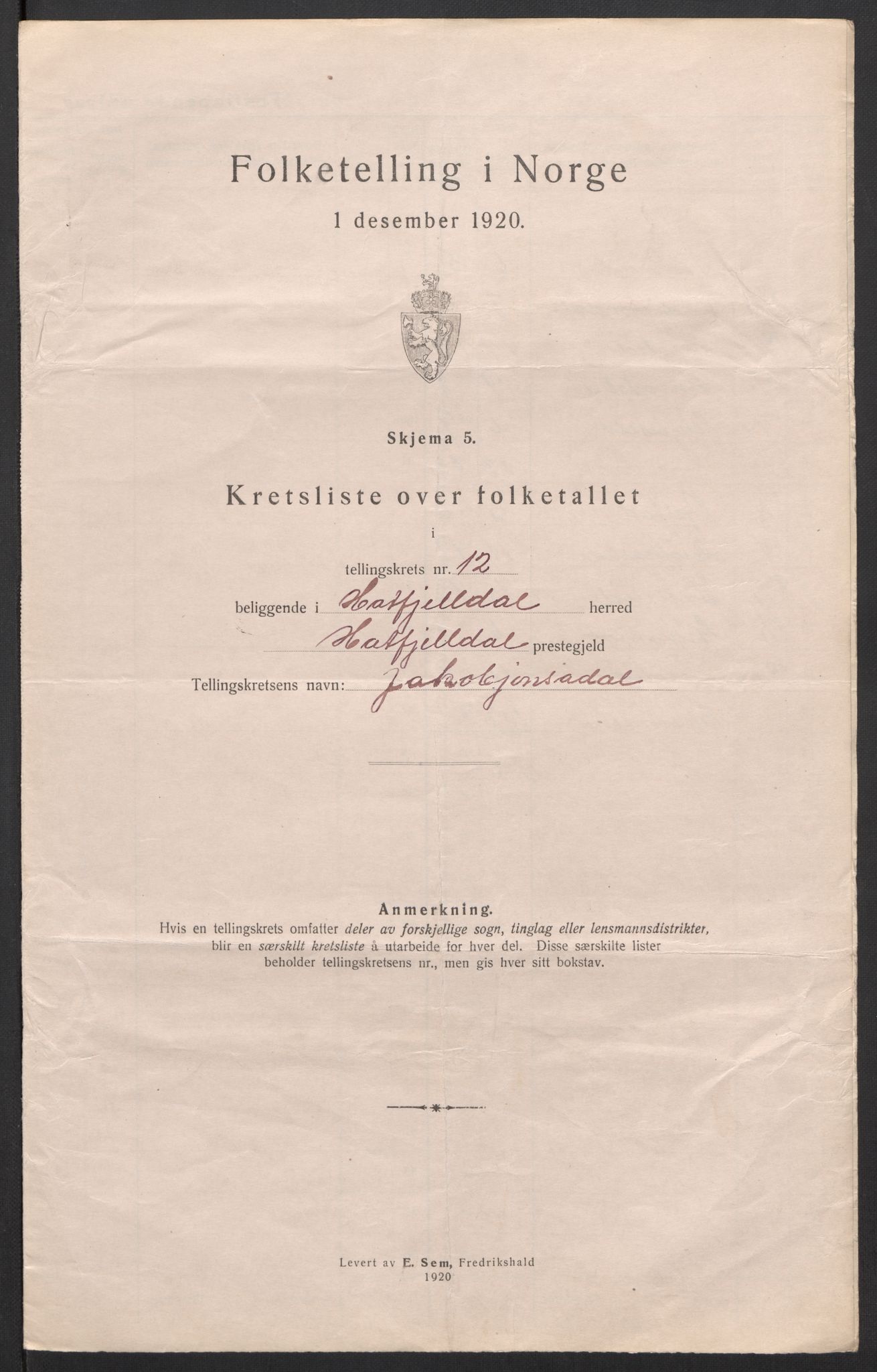 SAT, Folketelling 1920 for 1826 Hattfjelldal herred, 1920, s. 39