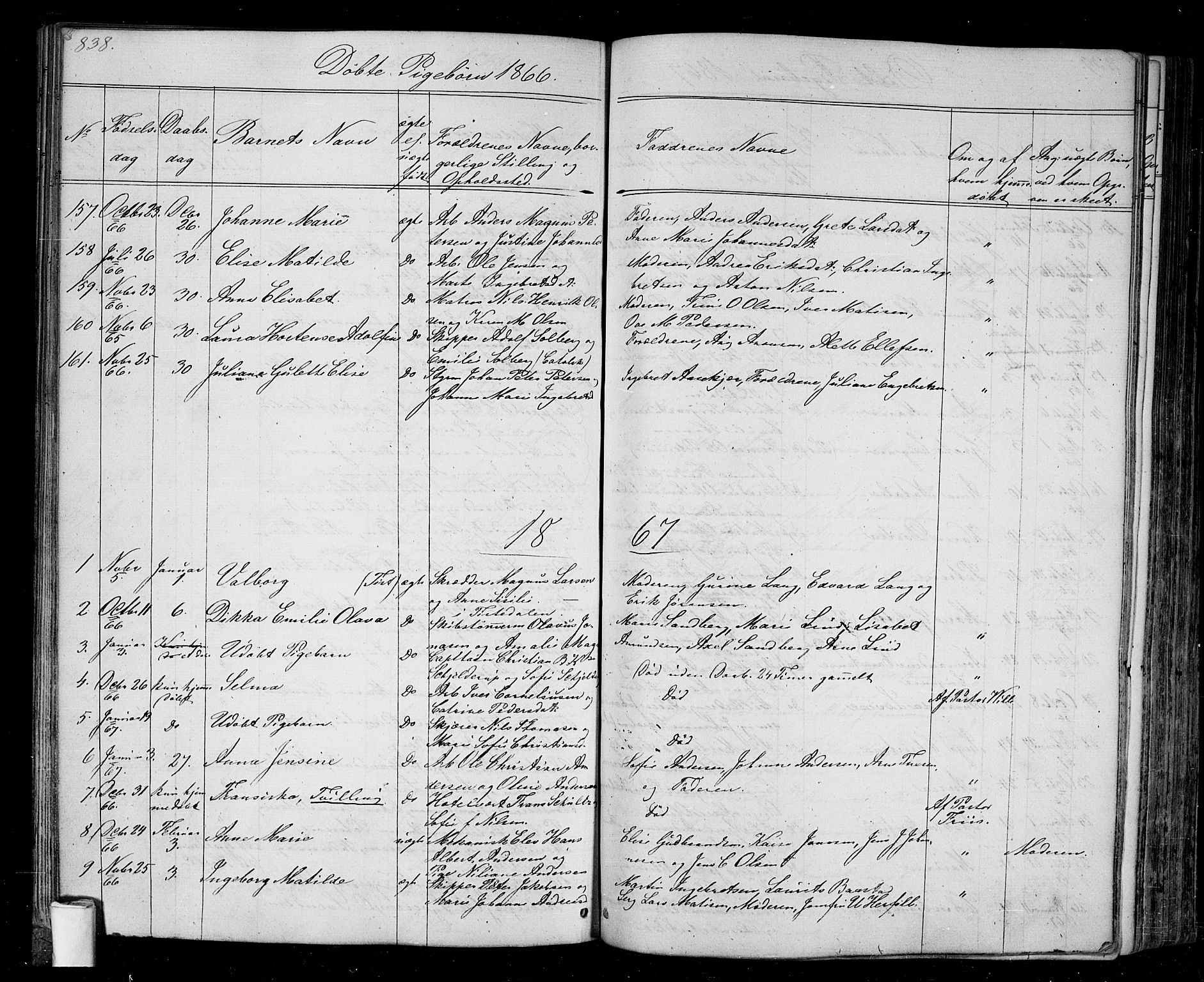 Halden prestekontor Kirkebøker, AV/SAO-A-10909/G/Ga/L0005b: Klokkerbok nr. 5B, 1864-1868, s. 838