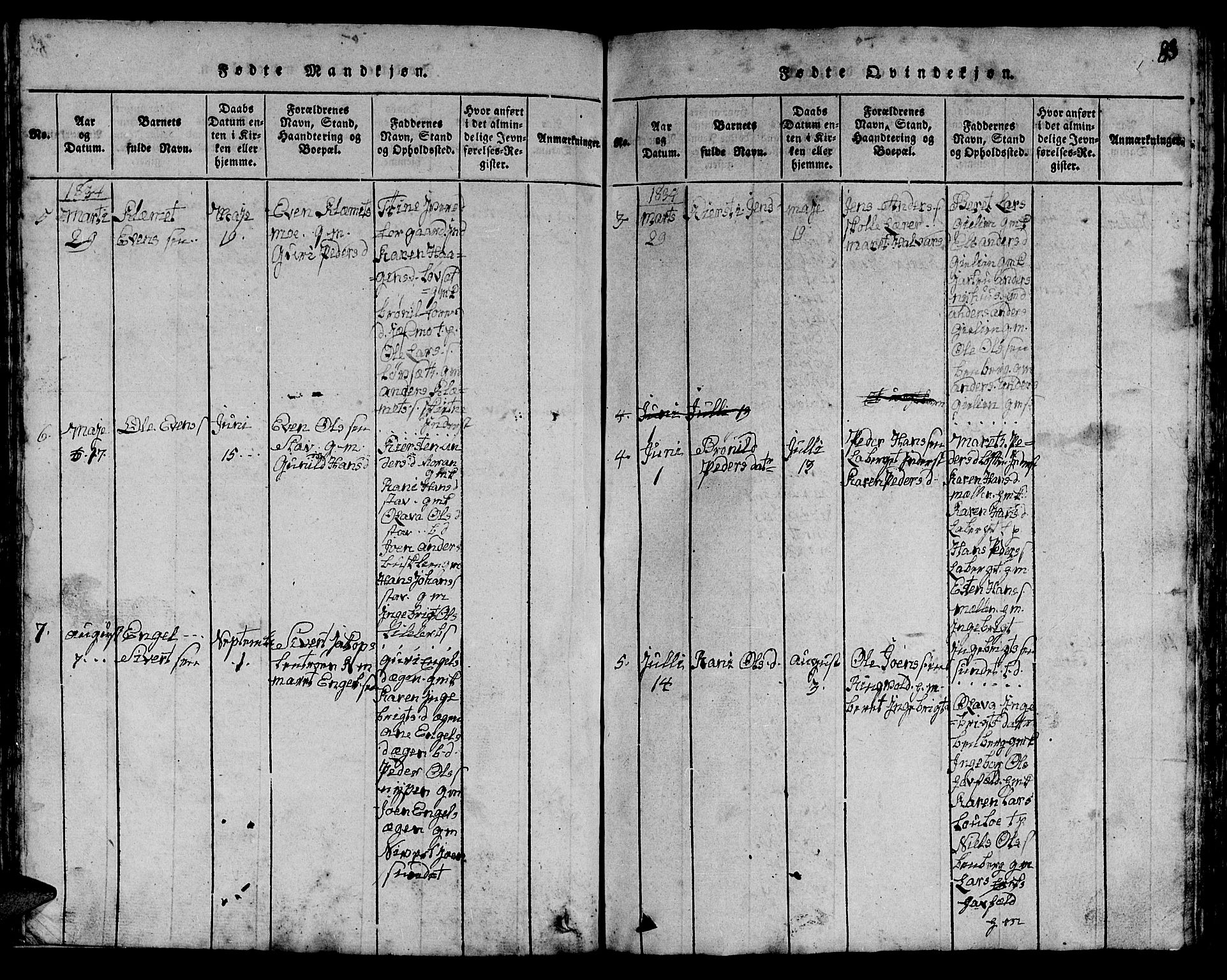 Ministerialprotokoller, klokkerbøker og fødselsregistre - Sør-Trøndelag, AV/SAT-A-1456/613/L0393: Klokkerbok nr. 613C01, 1816-1886, s. 83