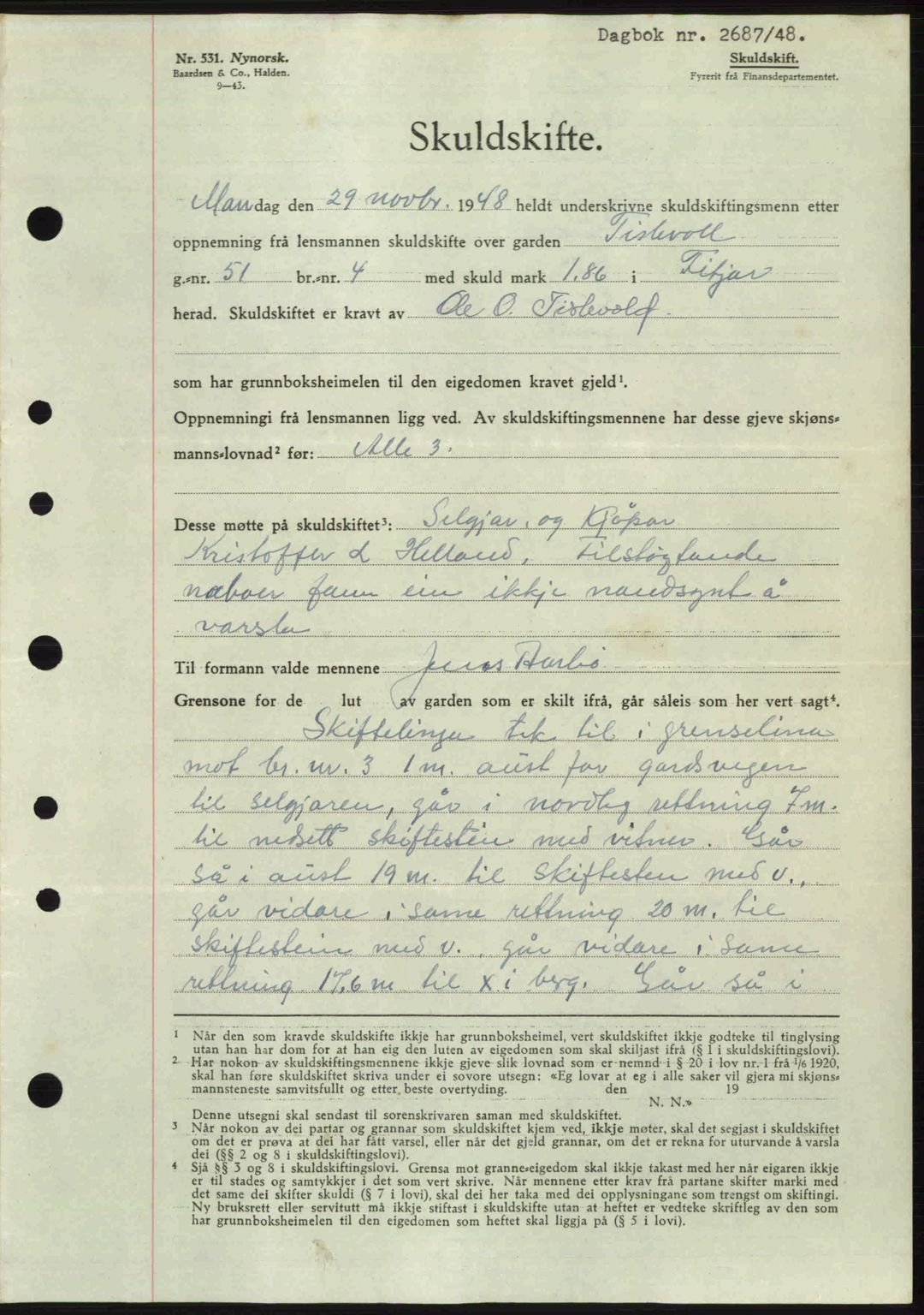 Sunnhordland sorenskrivar, AV/SAB-A-2401: Pantebok nr. A88, 1948-1949, Dagboknr: 2687/1948