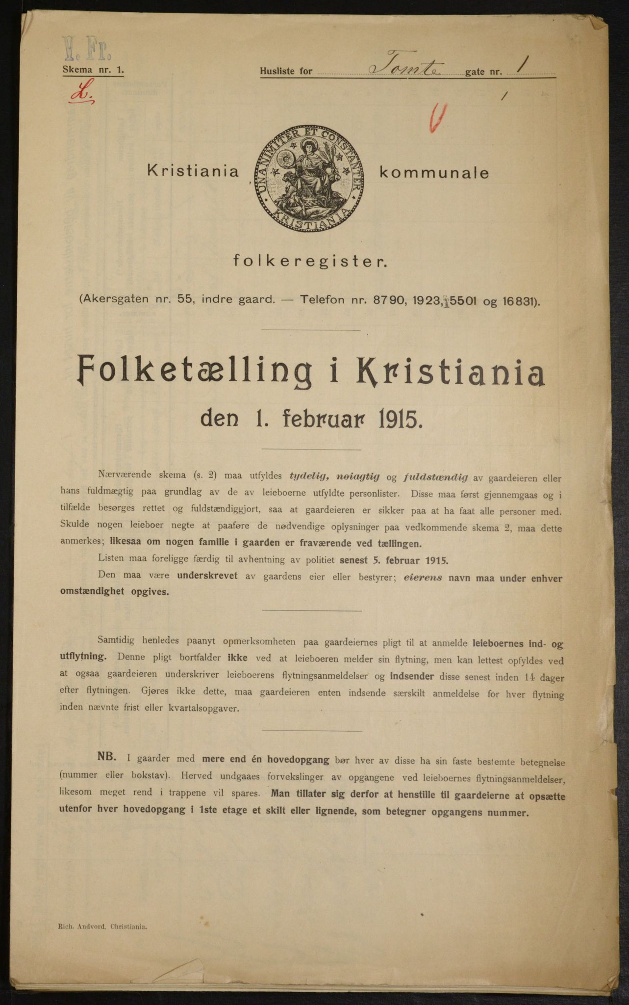 OBA, Kommunal folketelling 1.2.1915 for Kristiania, 1915, s. 113779