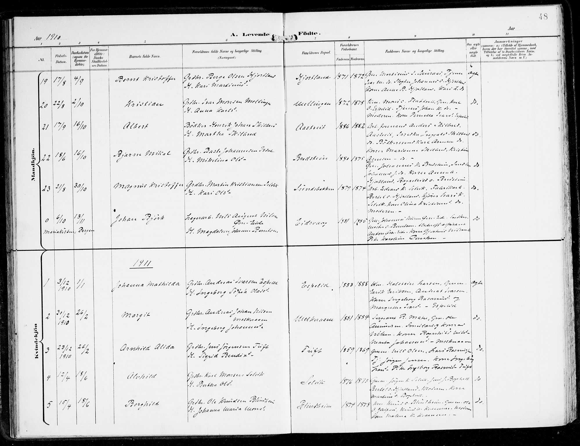 Hamre sokneprestembete, AV/SAB-A-75501/H/Ha/Haa/Haad/L0002: Ministerialbok nr. D 2, 1899-1916, s. 48
