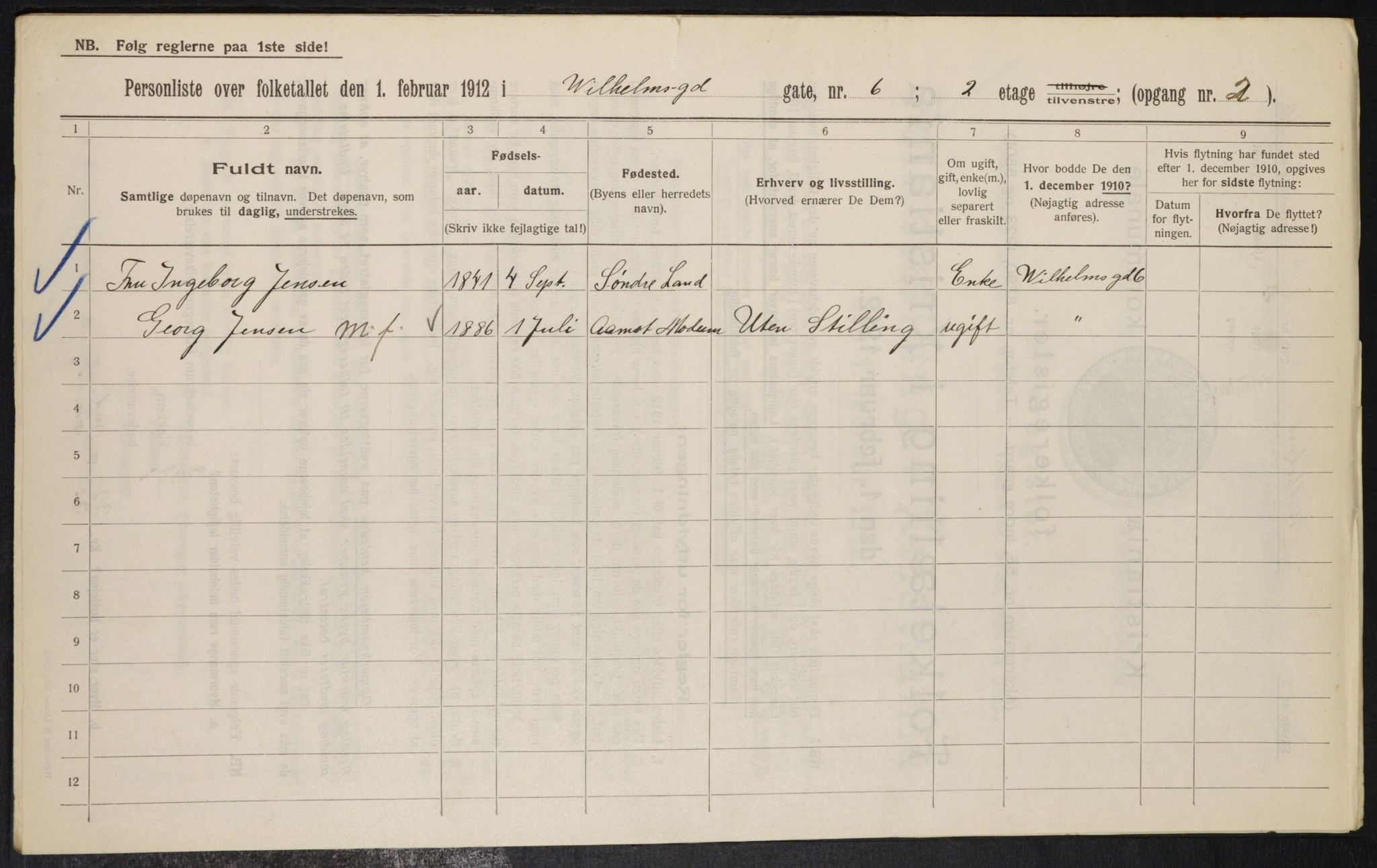 OBA, Kommunal folketelling 1.2.1912 for Kristiania, 1912, s. 128217