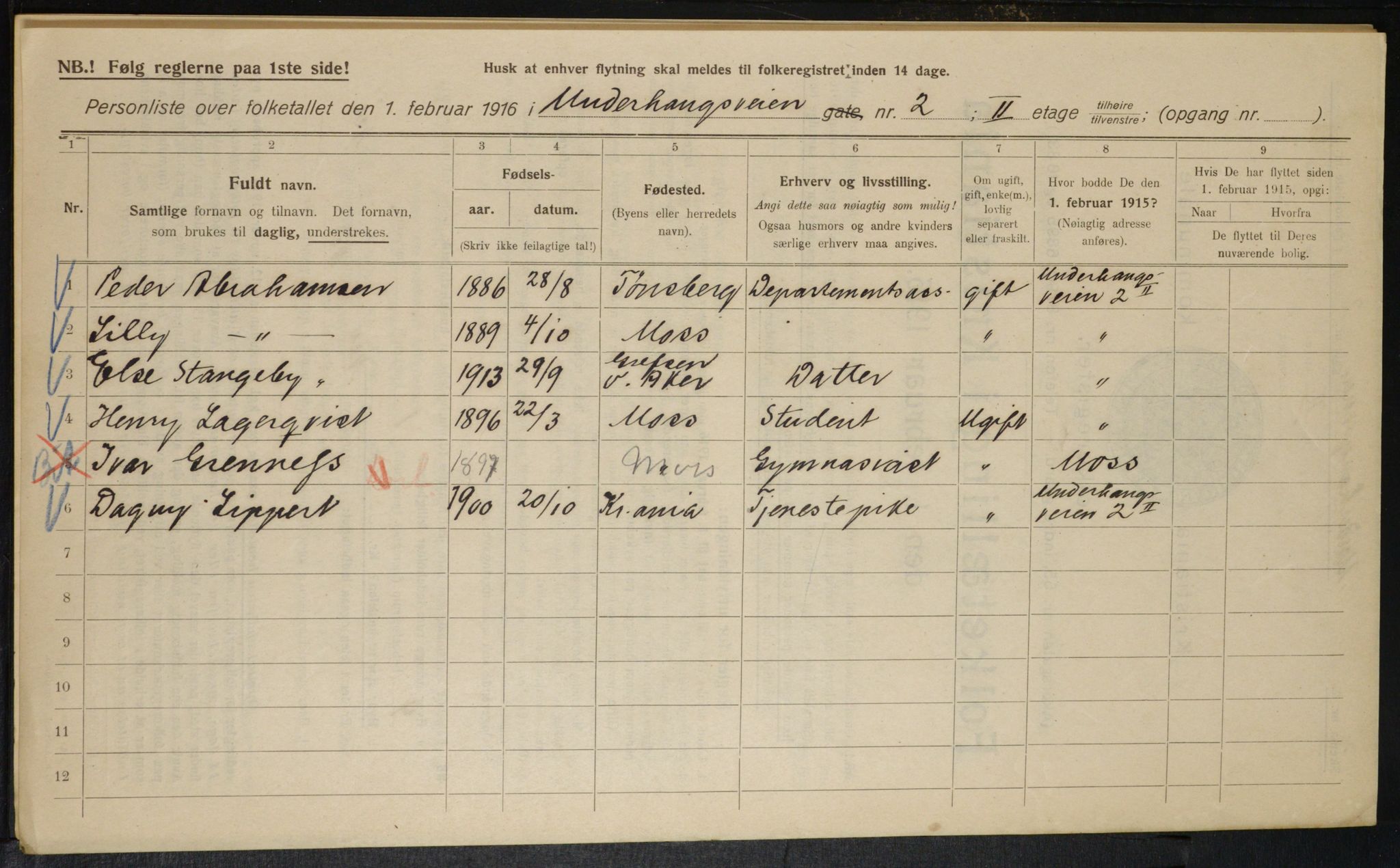 OBA, Kommunal folketelling 1.2.1916 for Kristiania, 1916, s. 123504