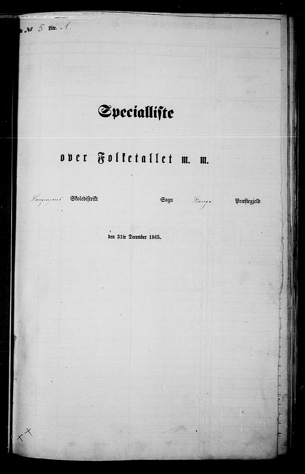 RA, Folketelling 1865 for 0417P Stange prestegjeld, 1865, s. 104