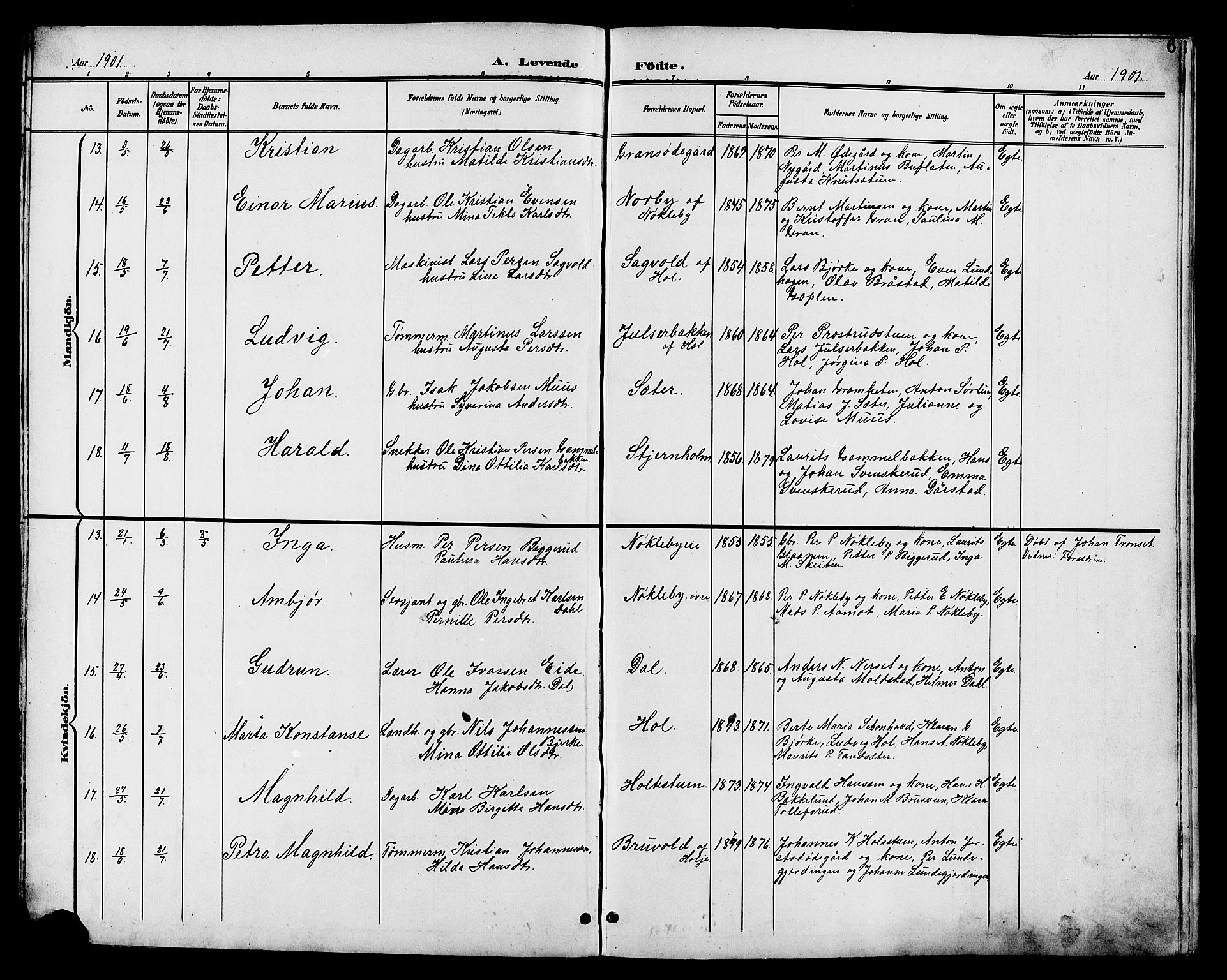 Vestre Toten prestekontor, AV/SAH-PREST-108/H/Ha/Hab/L0011: Klokkerbok nr. 11, 1901-1911, s. 6