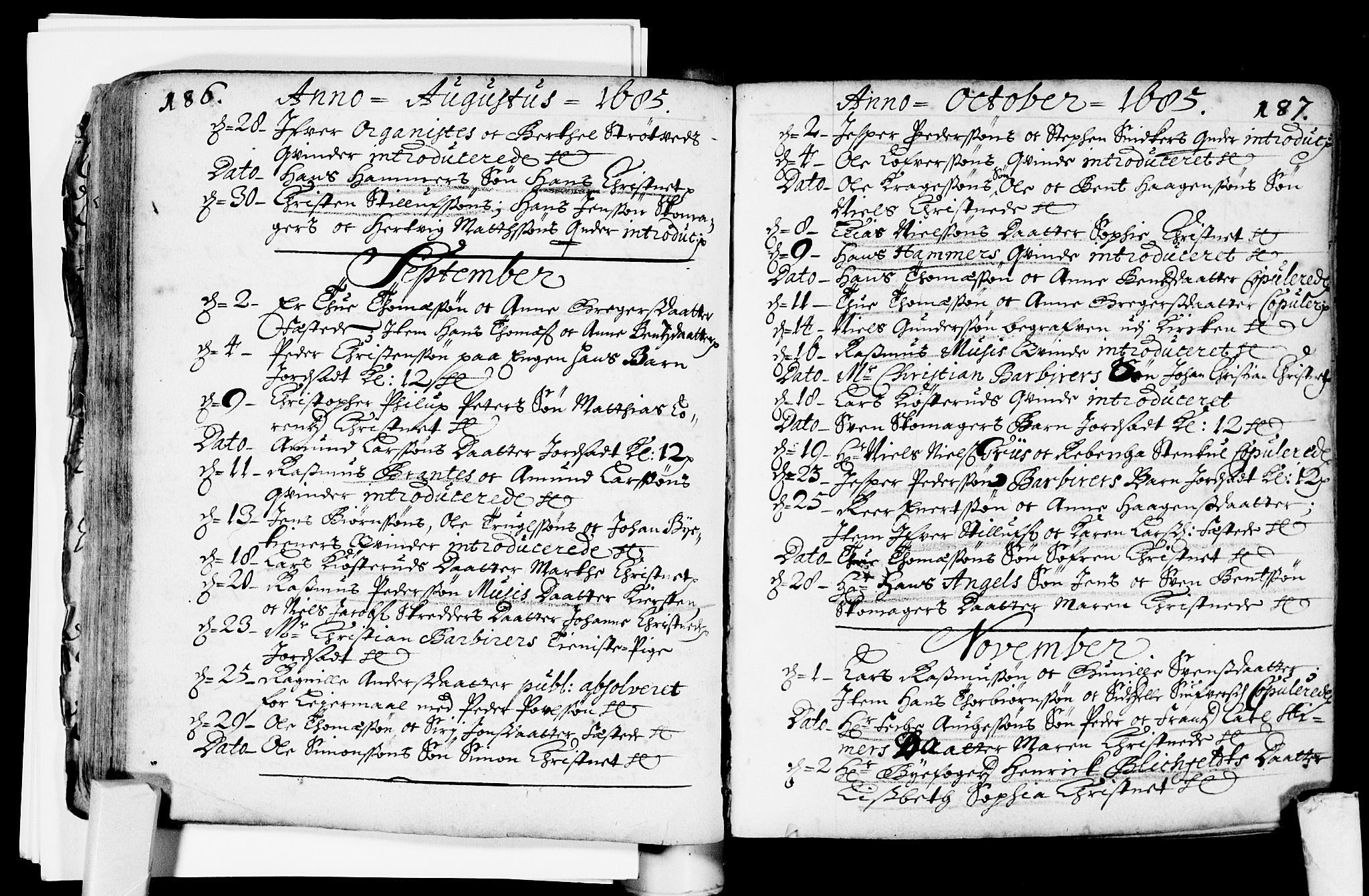 Bragernes kirkebøker, SAKO/A-6/F/Fa/L0002: Ministerialbok nr. I 2, 1680-1705, s. 186-187