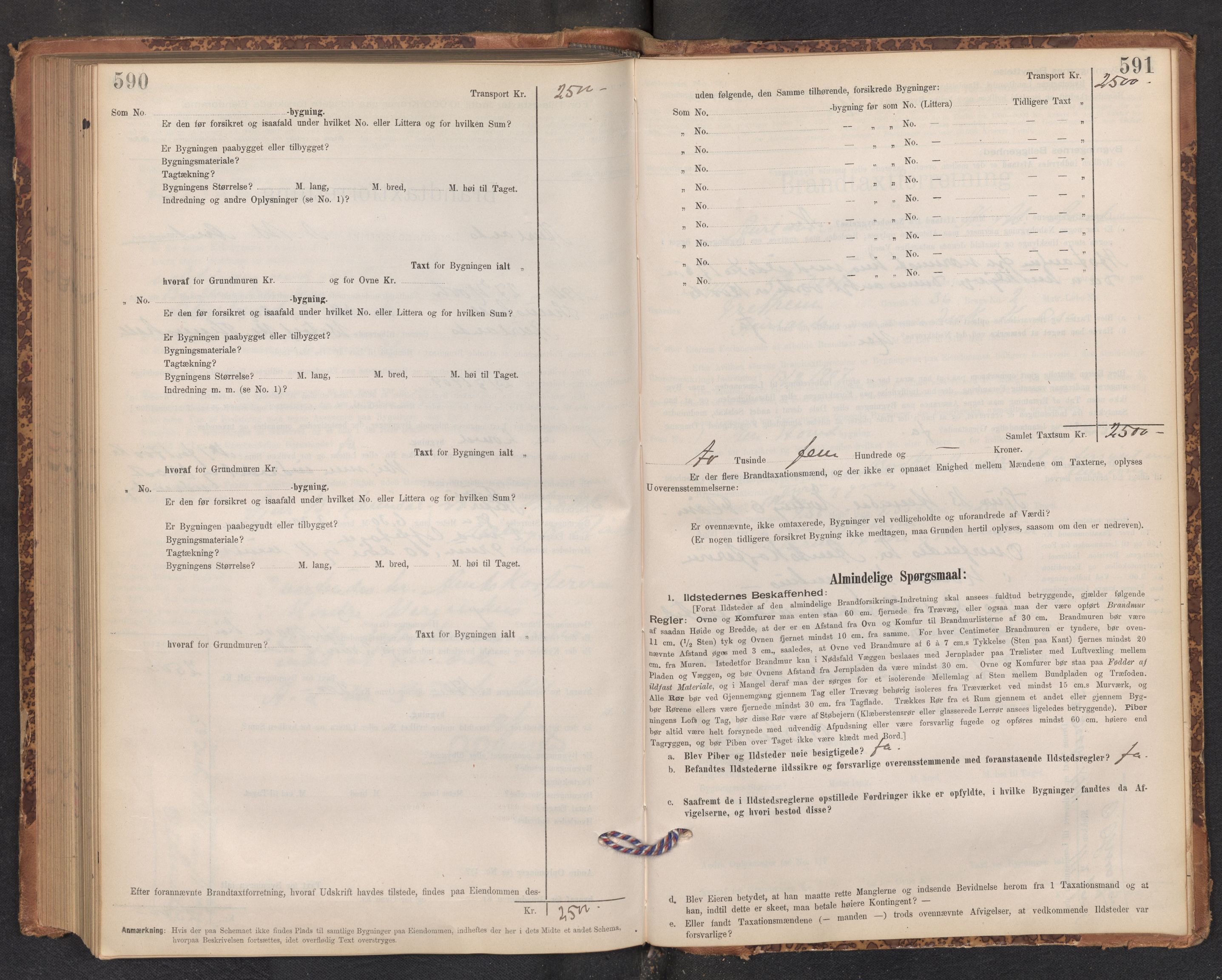 Lensmannen i Aurland, AV/SAB-A-26401/0012/L0004: Branntakstprotokoll, skjematakst, 1895-1911, s. 590-591