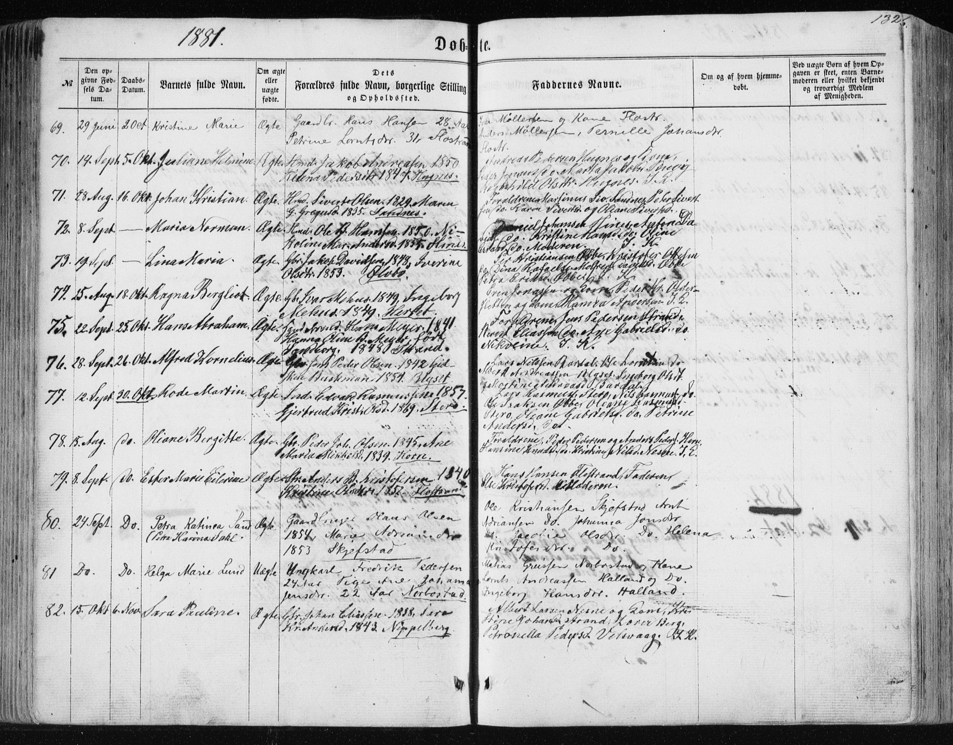 Ministerialprotokoller, klokkerbøker og fødselsregistre - Nordland, AV/SAT-A-1459/838/L0556: Klokkerbok nr. 838C03, 1861-1893, s. 132