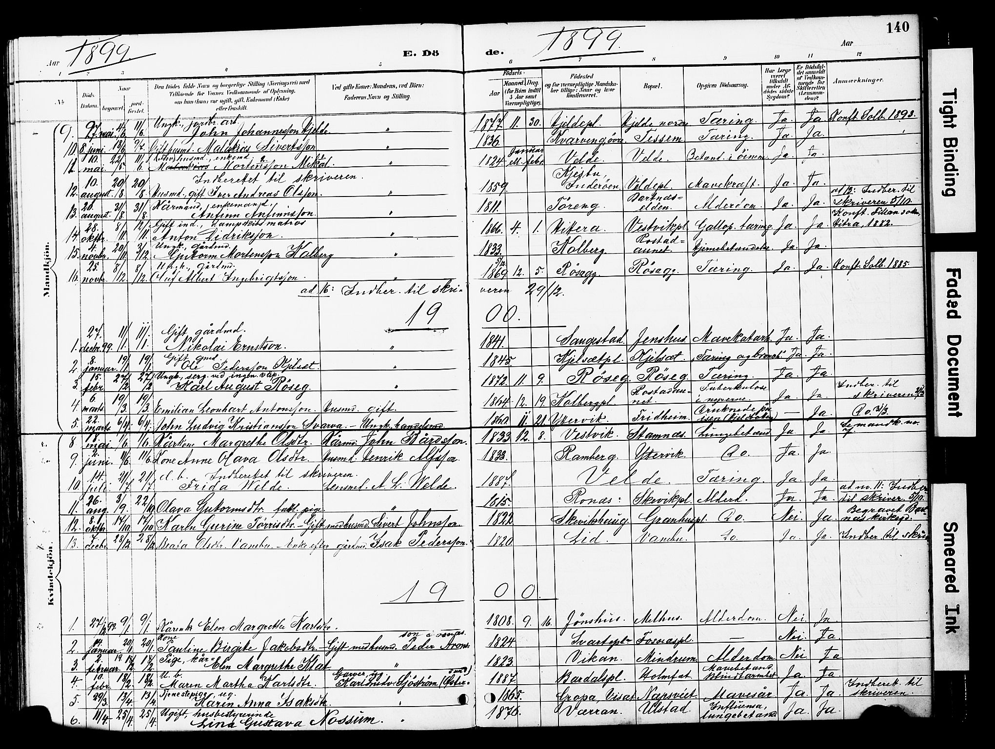 Ministerialprotokoller, klokkerbøker og fødselsregistre - Nord-Trøndelag, AV/SAT-A-1458/741/L0396: Ministerialbok nr. 741A10, 1889-1901, s. 140