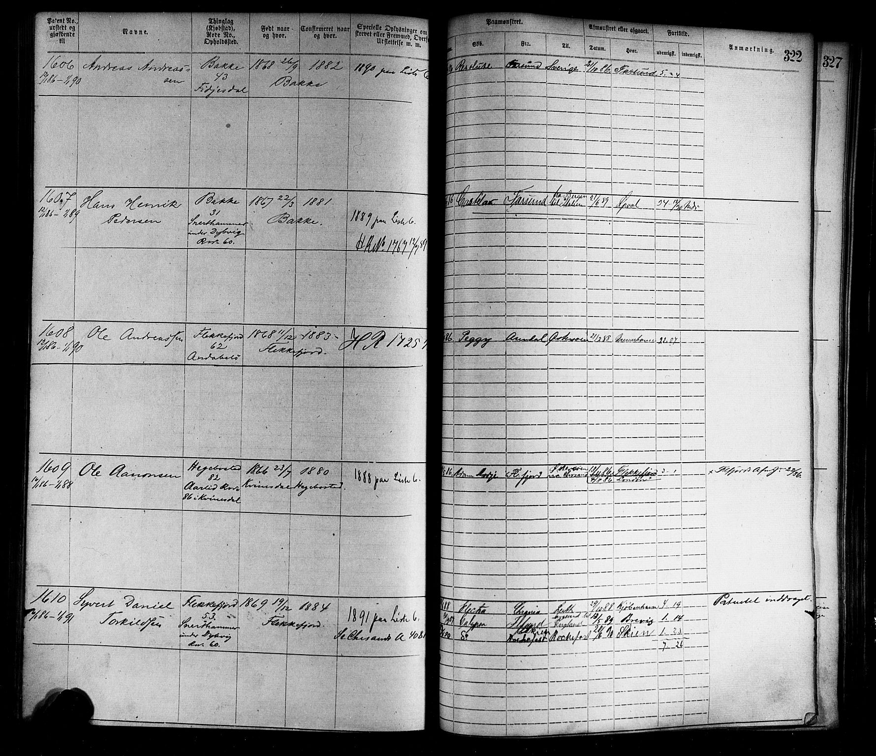 Flekkefjord mønstringskrets, AV/SAK-2031-0018/F/Fa/L0002: Annotasjonsrulle nr 1-1920 med register, N-2, 1870-1891, s. 355