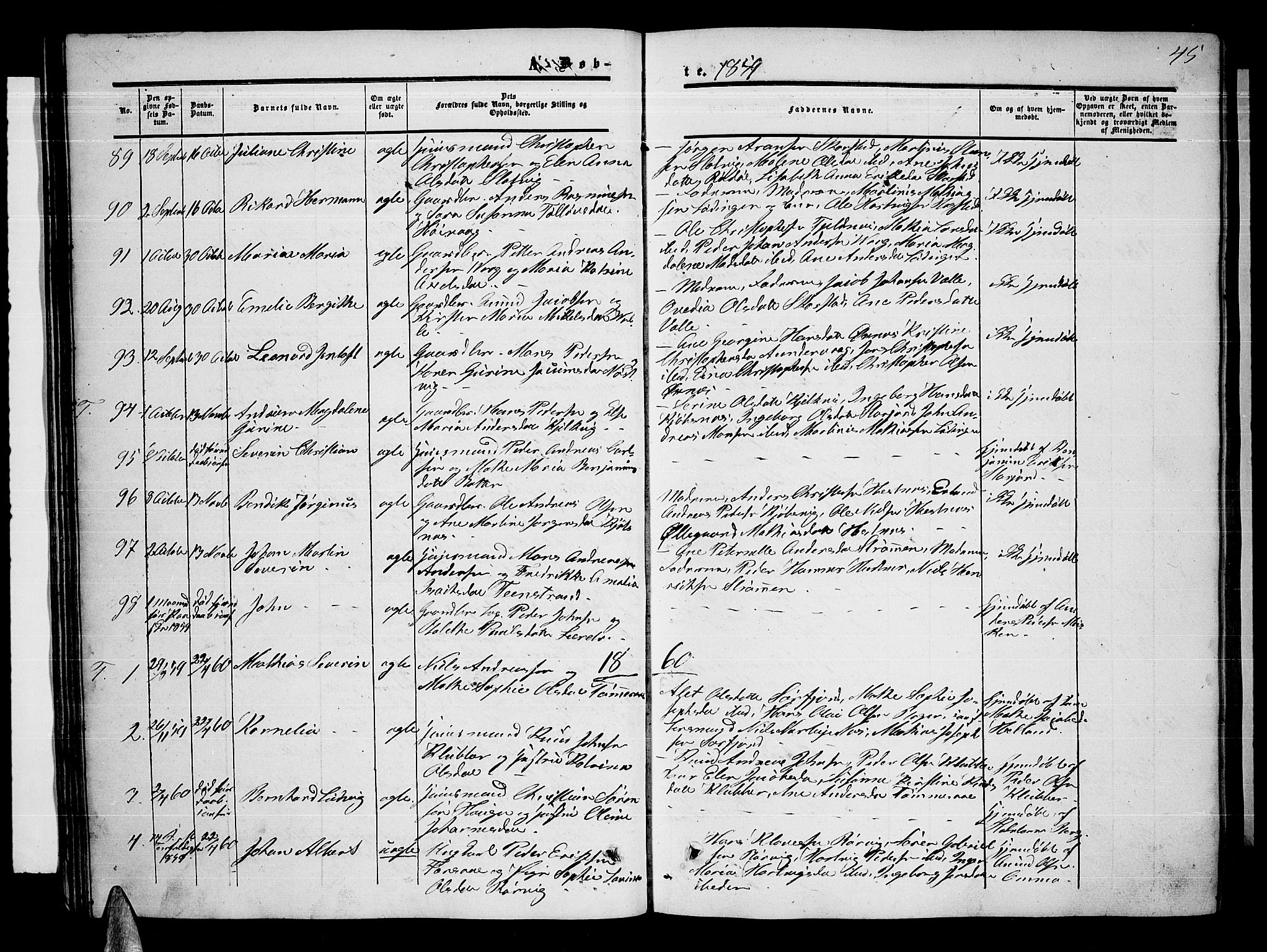 Ministerialprotokoller, klokkerbøker og fødselsregistre - Nordland, SAT/A-1459/872/L1046: Klokkerbok nr. 872C02, 1852-1879, s. 45