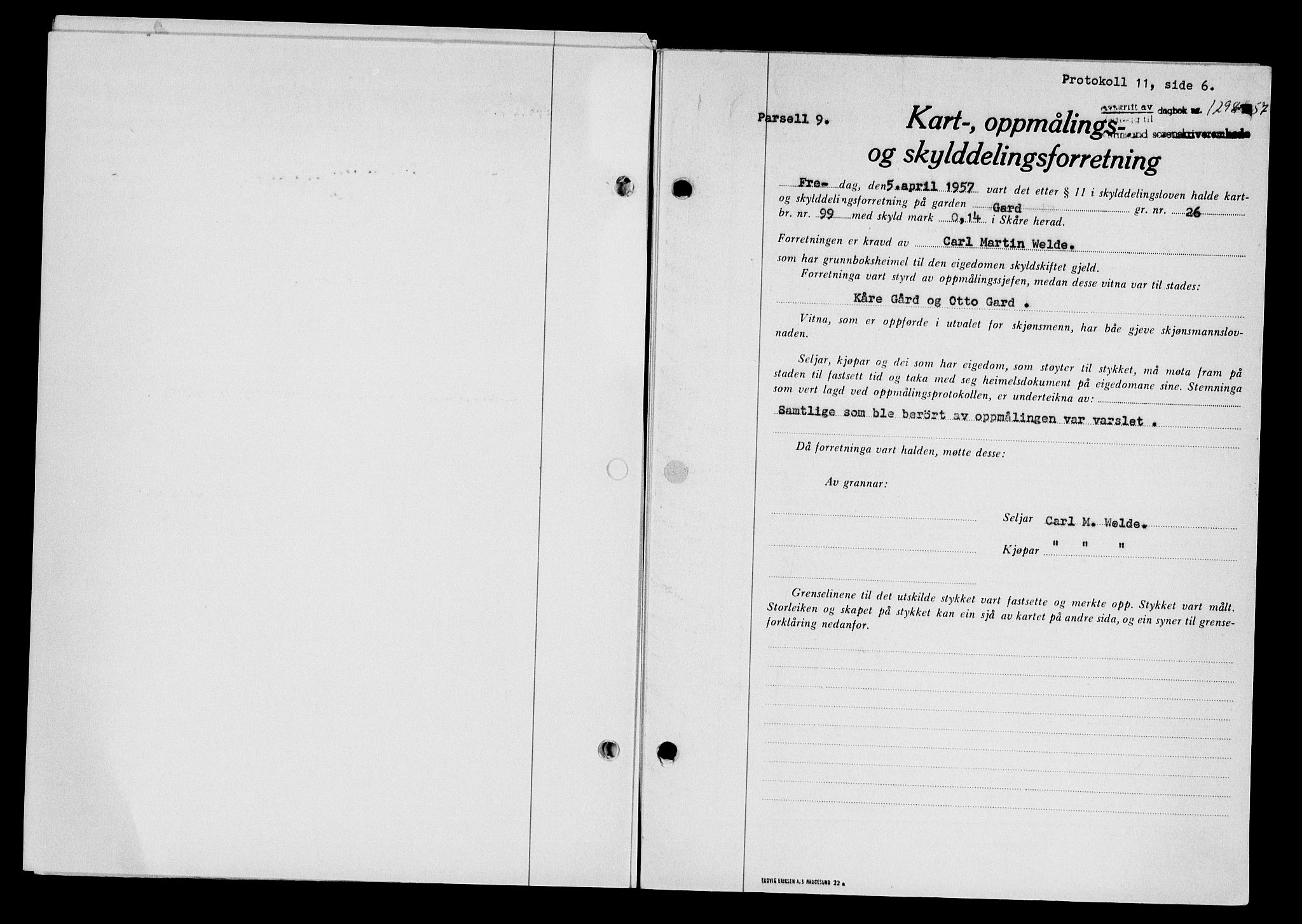 Karmsund sorenskriveri, SAST/A-100311/01/II/IIB/L0124: Pantebok nr. 104A, 1957-1957, Dagboknr: 1298/1957