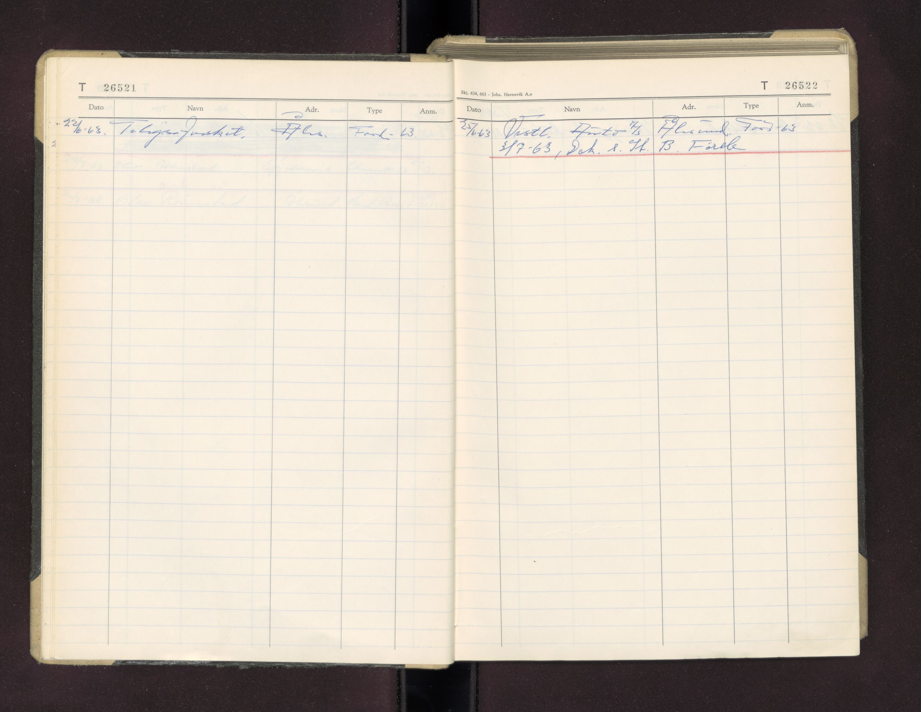Møre og Romsdal vegkontor - Ålesund trafikkstasjon, AV/SAT-A-4099/F/Fc/L0026: Bilregister; T 26500 - T 26999, 1960-1970