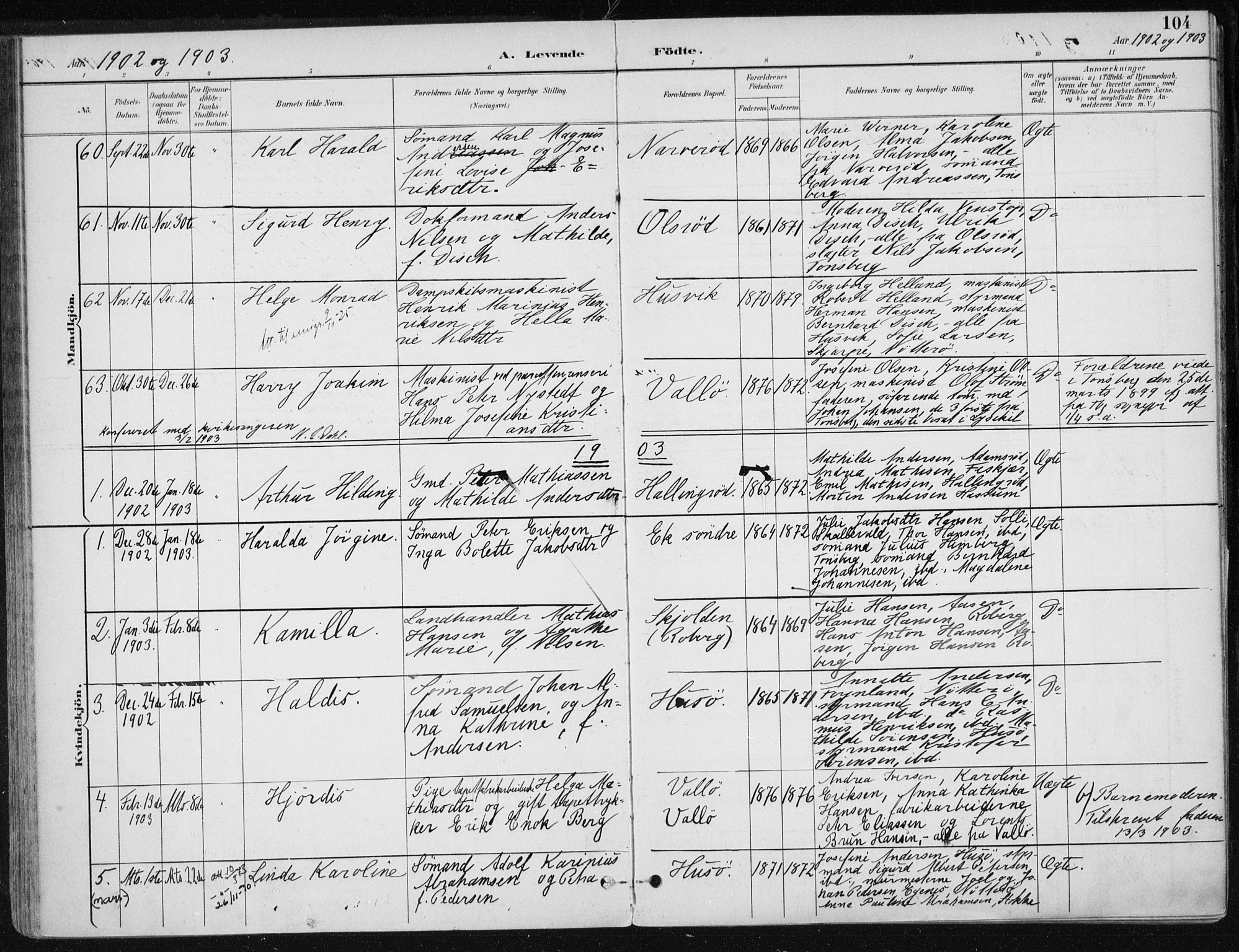 Sem kirkebøker, AV/SAKO-A-5/F/Fb/L0005: Ministerialbok nr. II 5, 1892-1904, s. 104