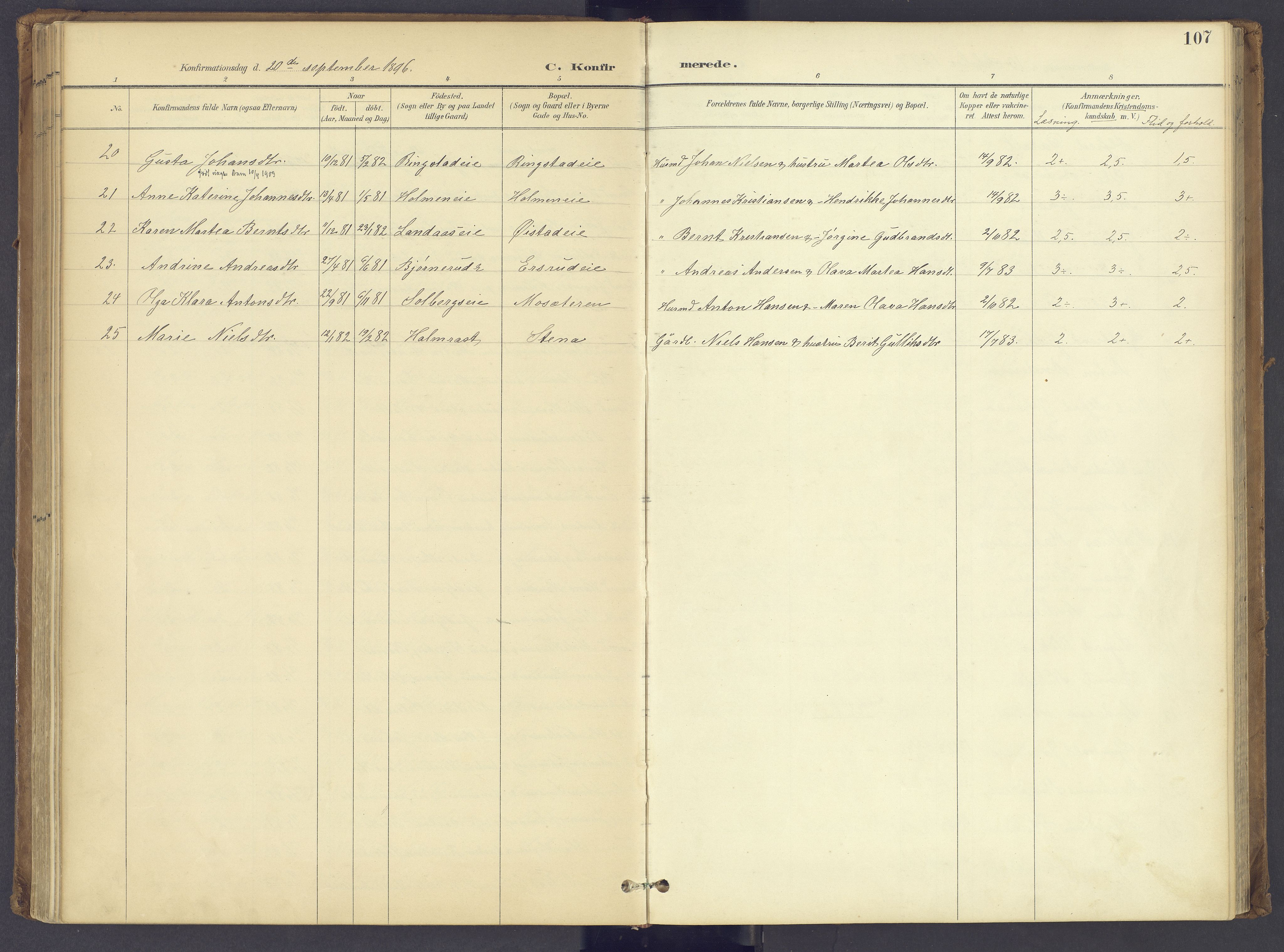 Søndre Land prestekontor, AV/SAH-PREST-122/K/L0006: Ministerialbok nr. 6, 1895-1904, s. 107