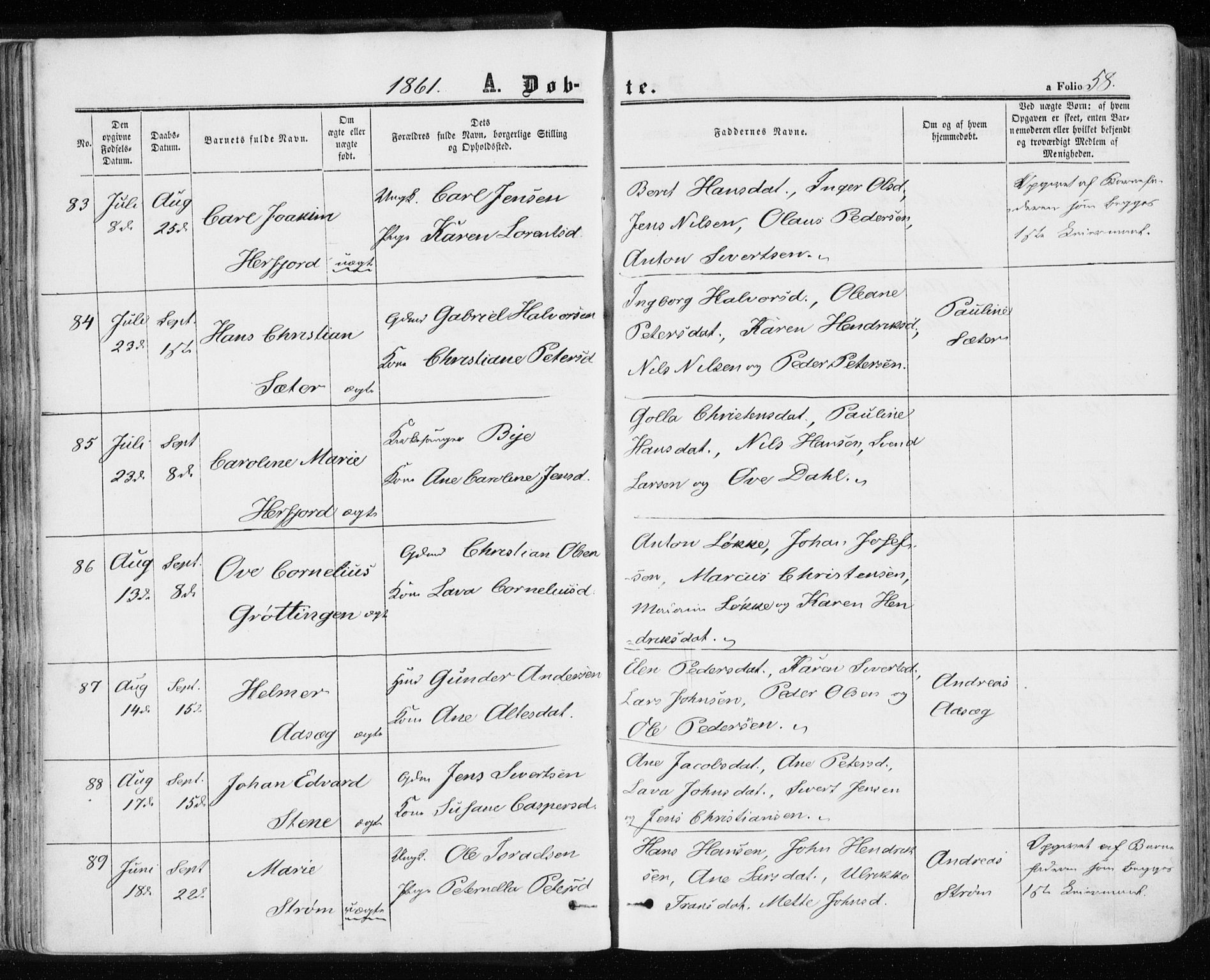 Ministerialprotokoller, klokkerbøker og fødselsregistre - Sør-Trøndelag, AV/SAT-A-1456/657/L0705: Ministerialbok nr. 657A06, 1858-1867, s. 58