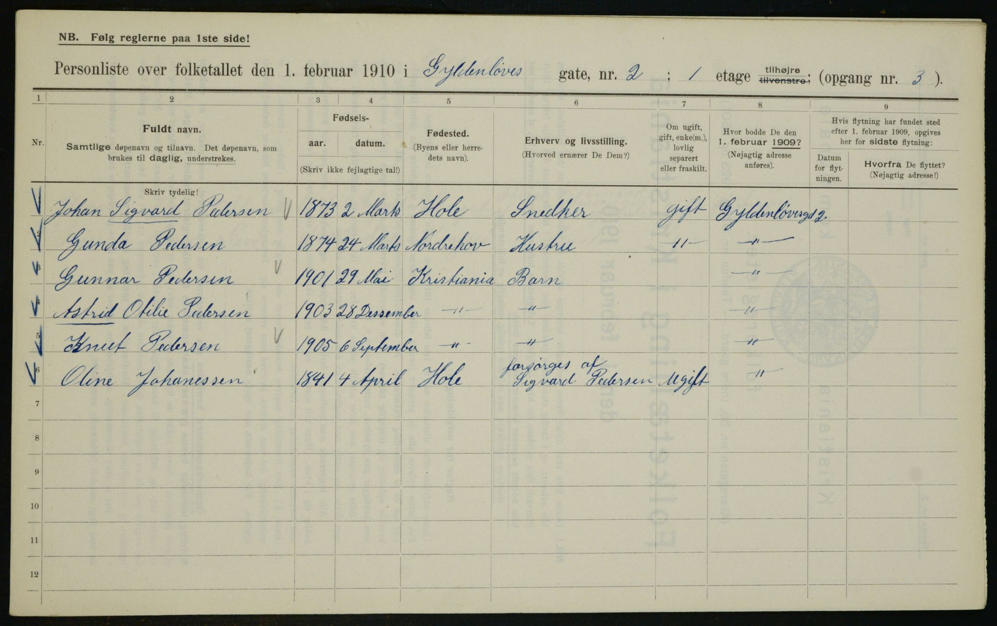 OBA, Kommunal folketelling 1.2.1910 for Kristiania, 1910, s. 31144