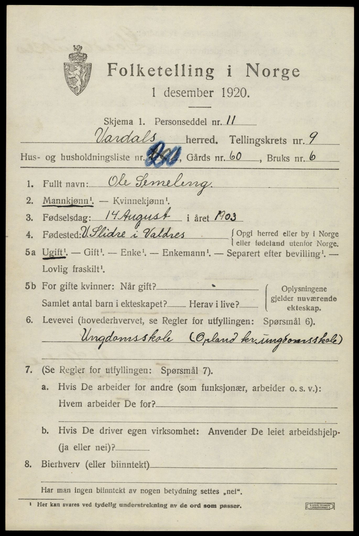 SAH, Folketelling 1920 for 0527 Vardal herred, 1920, s. 6743