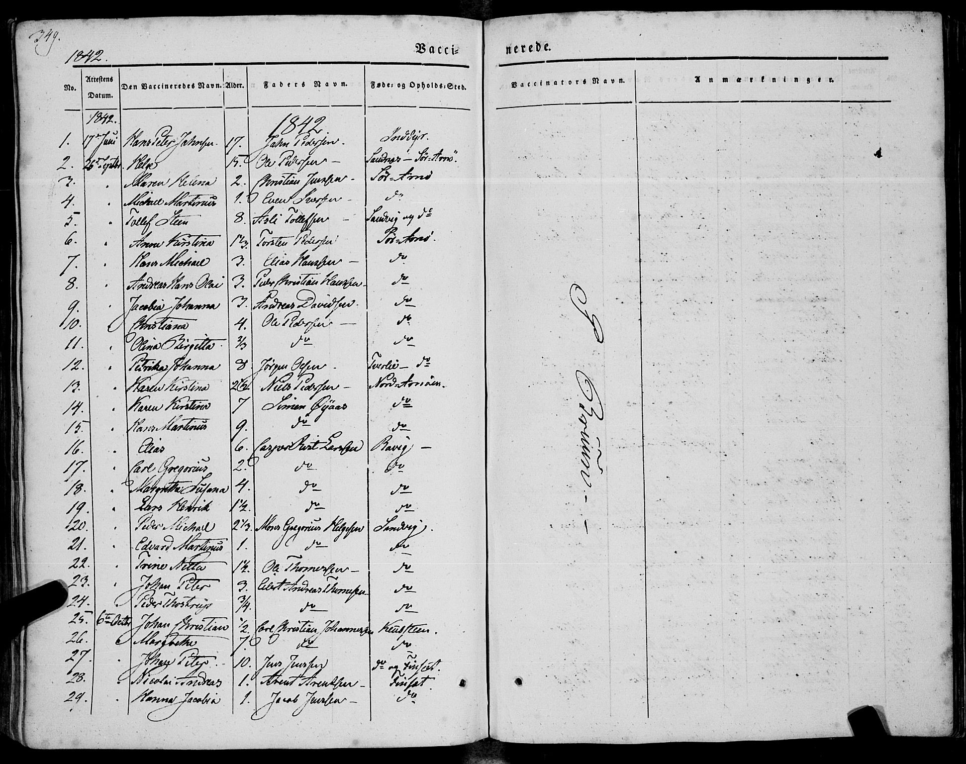 Ministerialprotokoller, klokkerbøker og fødselsregistre - Nordland, AV/SAT-A-1459/805/L0097: Ministerialbok nr. 805A04, 1837-1861, s. 349