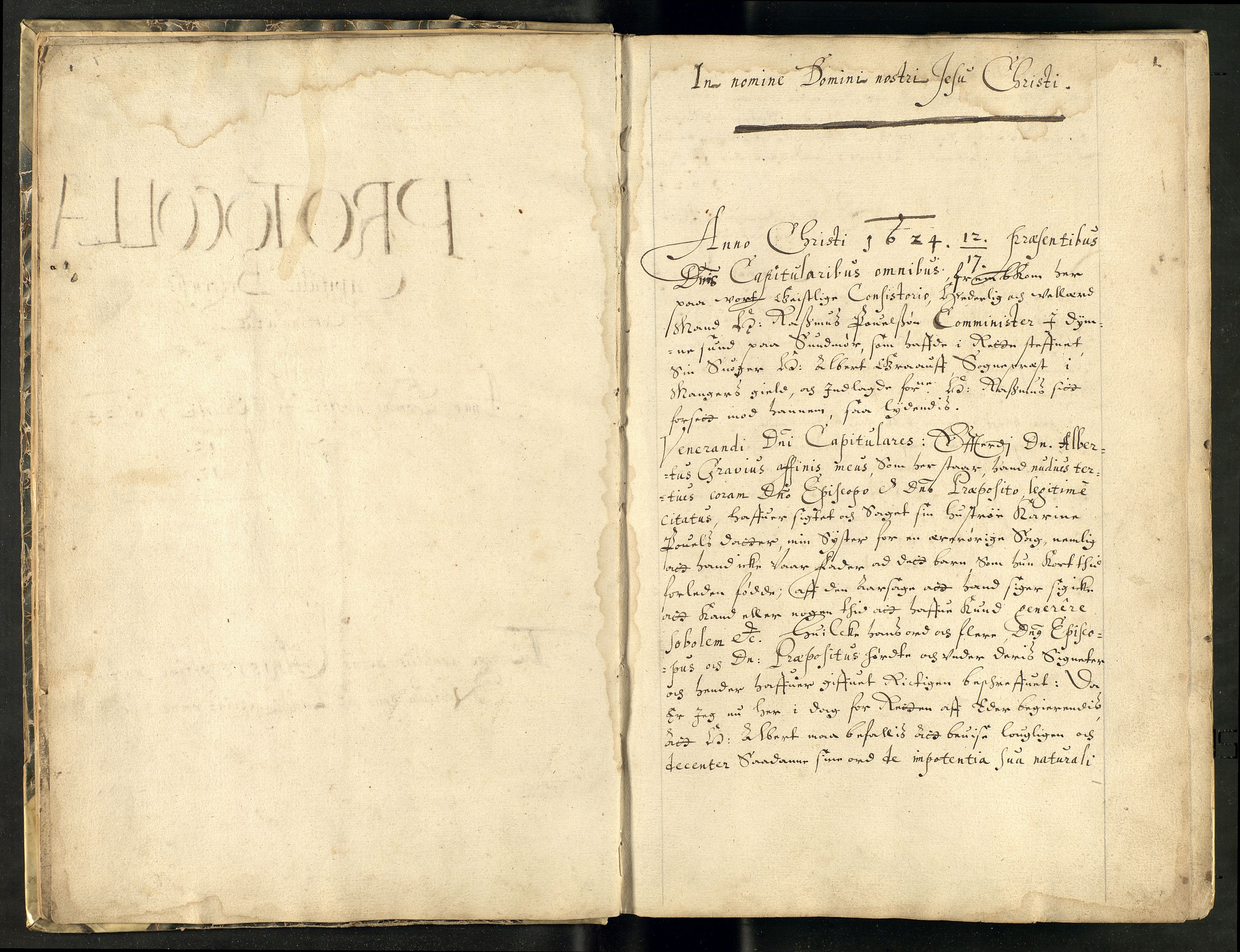 Bergen domkapittel, SAB/A-100028/A/L0002: Forhandlingsprotokoller. Domkapitlet, 1624-1655, s. 1