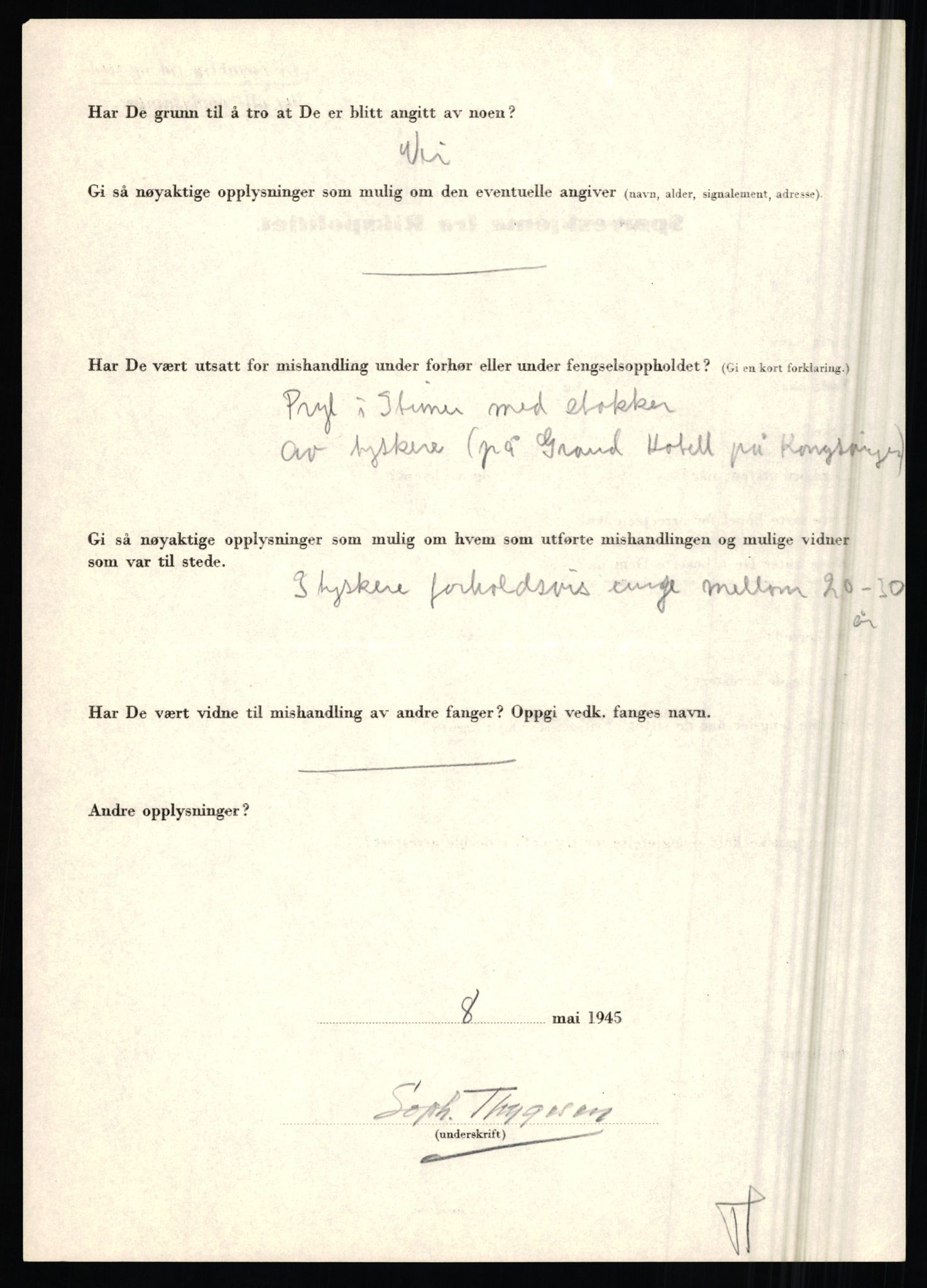 Rikspolitisjefen, AV/RA-S-1560/L/L0017: Tidemann, Hermann G. - Veum, Tjostolv, 1940-1945, s. 595