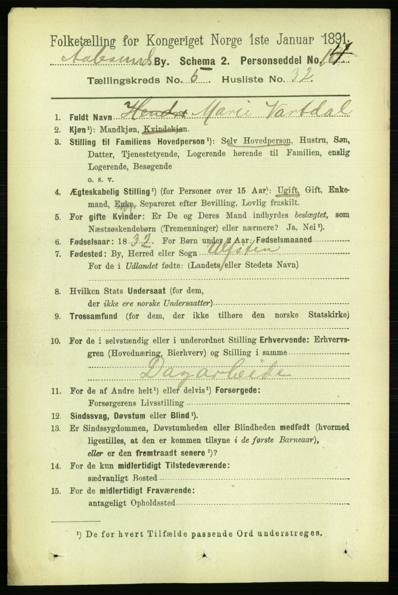 RA, Folketelling 1891 for 1501 Ålesund kjøpstad, 1891, s. 4135