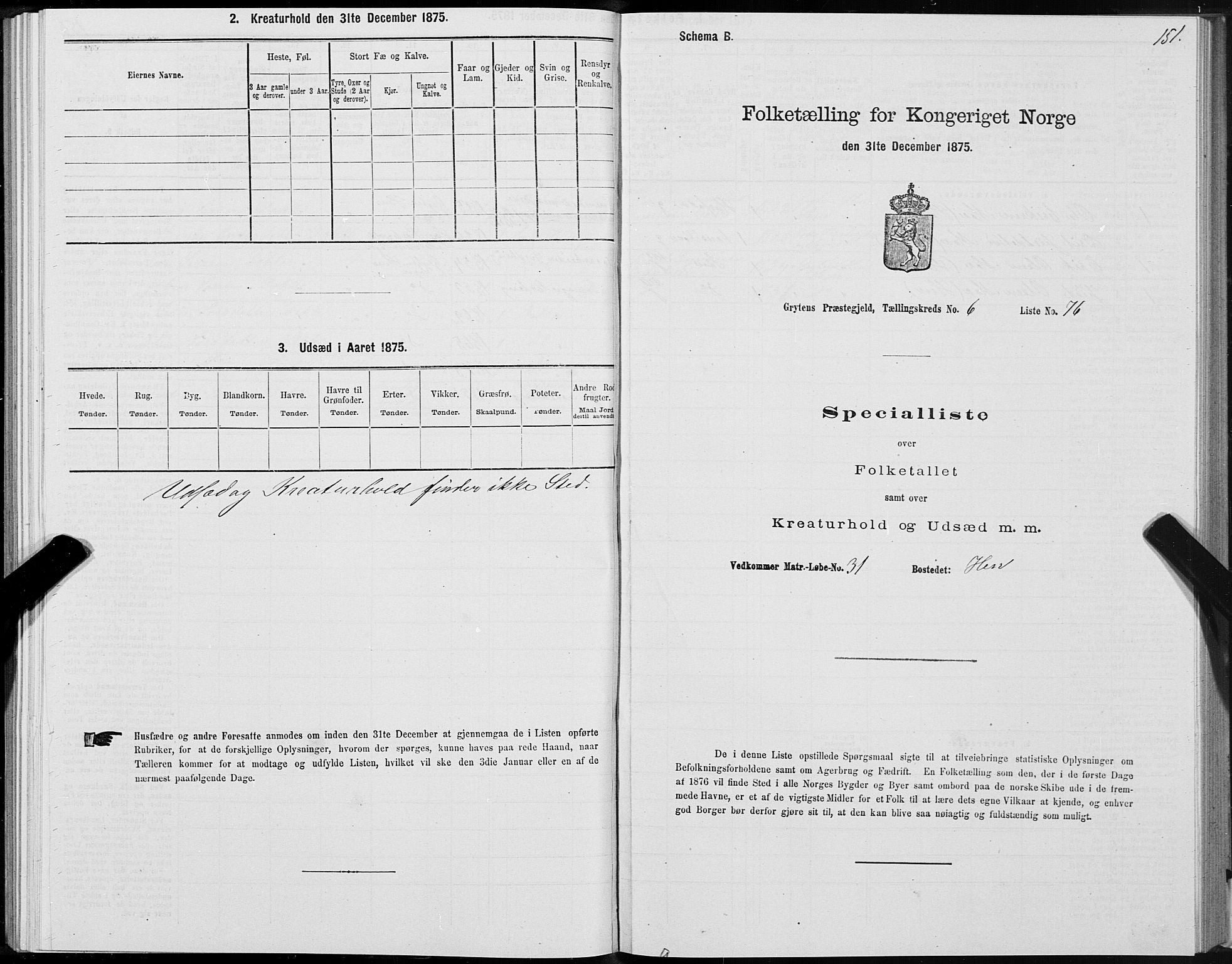 SAT, Folketelling 1875 for 1539P Grytten prestegjeld, 1875, s. 3151