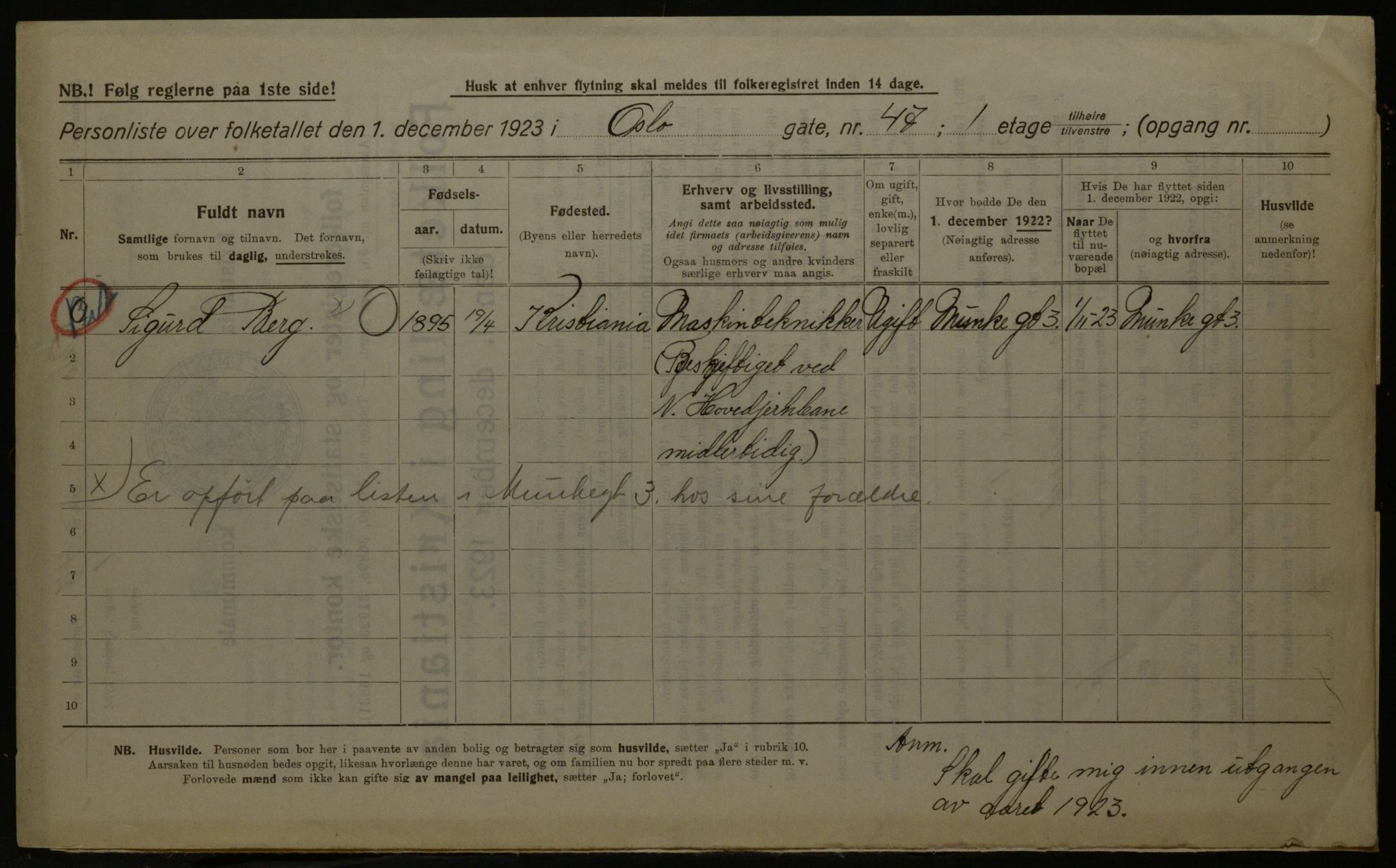 OBA, Kommunal folketelling 1.12.1923 for Kristiania, 1923, s. 85403