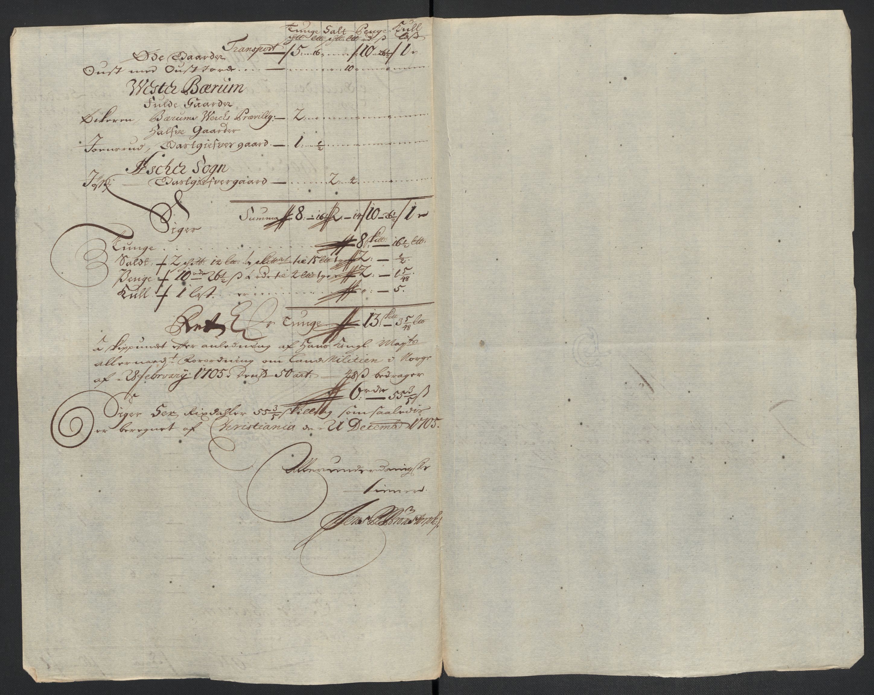 Rentekammeret inntil 1814, Reviderte regnskaper, Fogderegnskap, AV/RA-EA-4092/R10/L0446: Fogderegnskap Aker og Follo, 1705-1706, s. 58