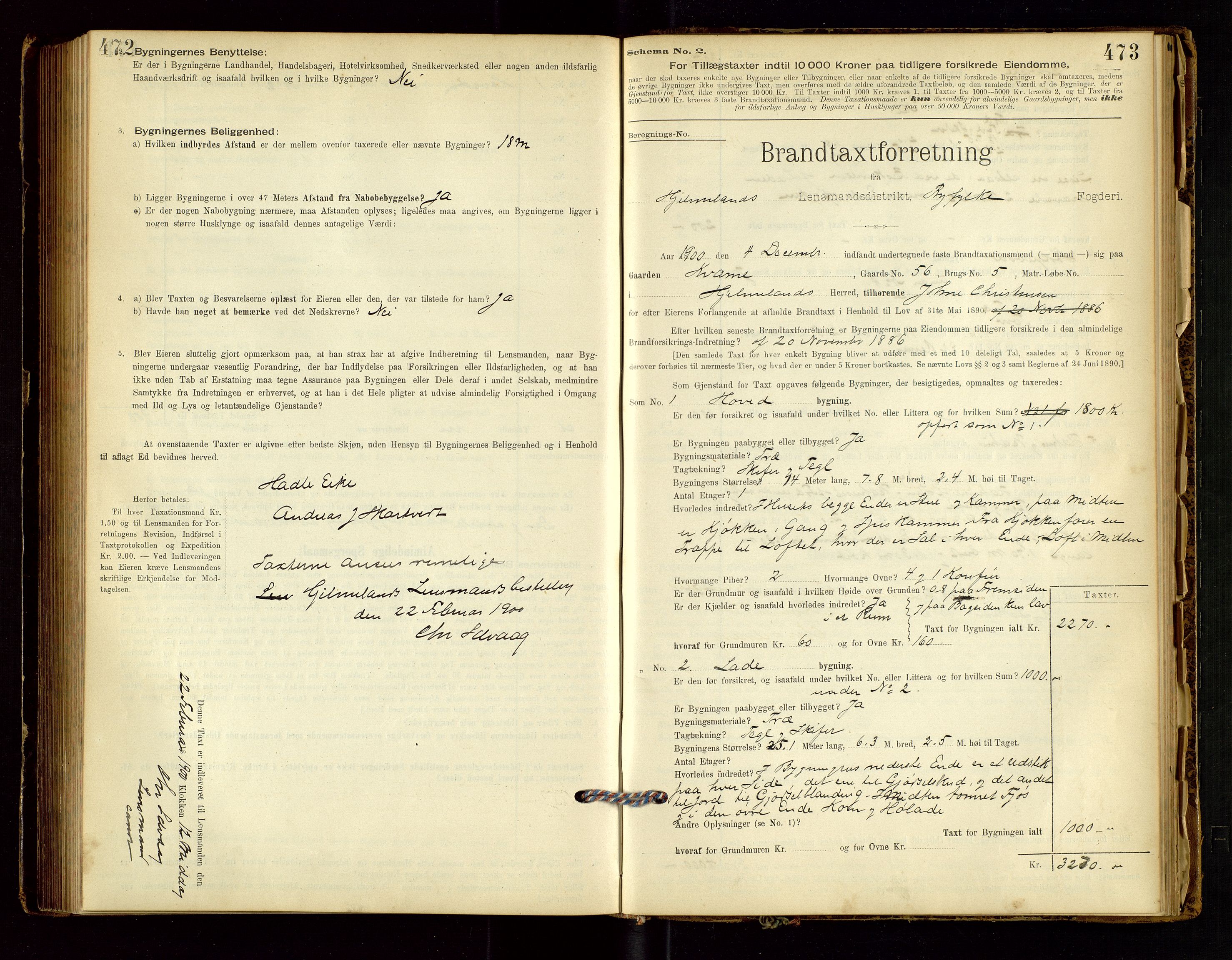 Hjelmeland lensmannskontor, AV/SAST-A-100439/Gob/L0001: "Brandtaxationsprotokol", 1895-1932, s. 472-473