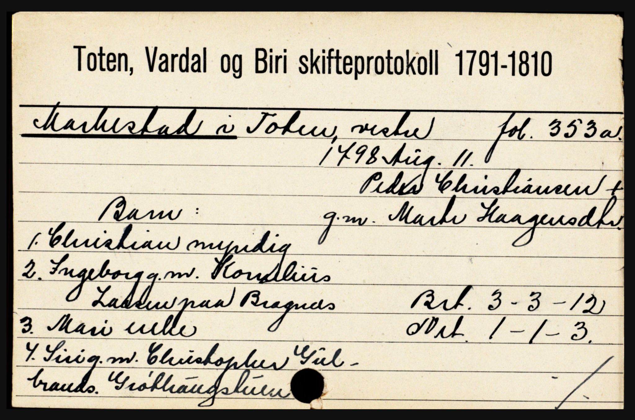 Toten tingrett, SAH/TING-006/J, 1657-1903, s. 13149