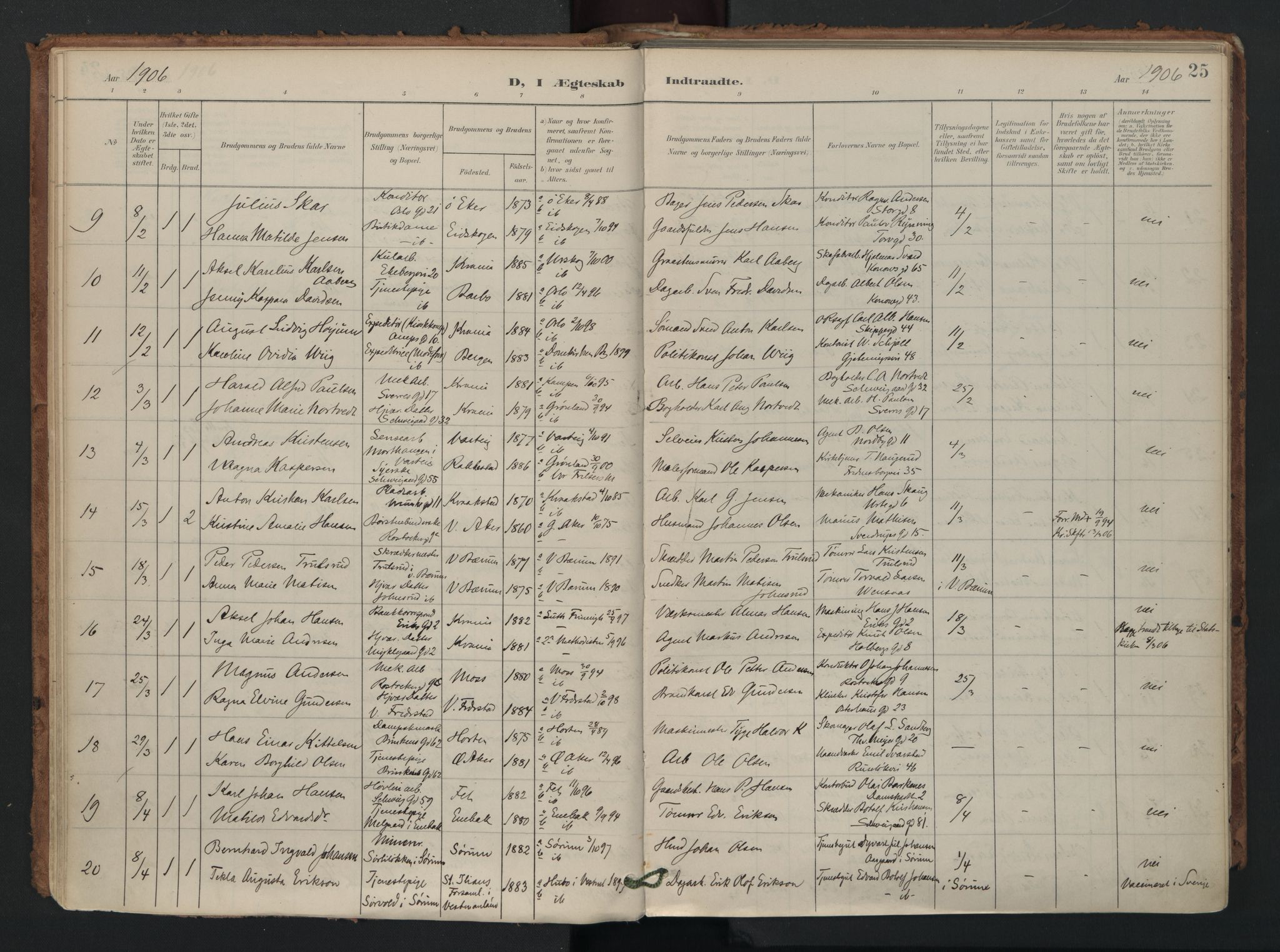 Gamlebyen prestekontor Kirkebøker, AV/SAO-A-10884/F/Fa/L0011: Ministerialbok nr. 11, 1901-1939, s. 25