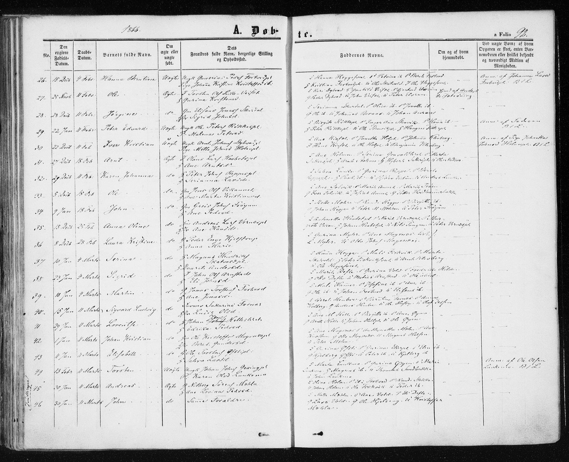 Ministerialprotokoller, klokkerbøker og fødselsregistre - Nord-Trøndelag, SAT/A-1458/709/L0075: Ministerialbok nr. 709A15, 1859-1870, s. 92