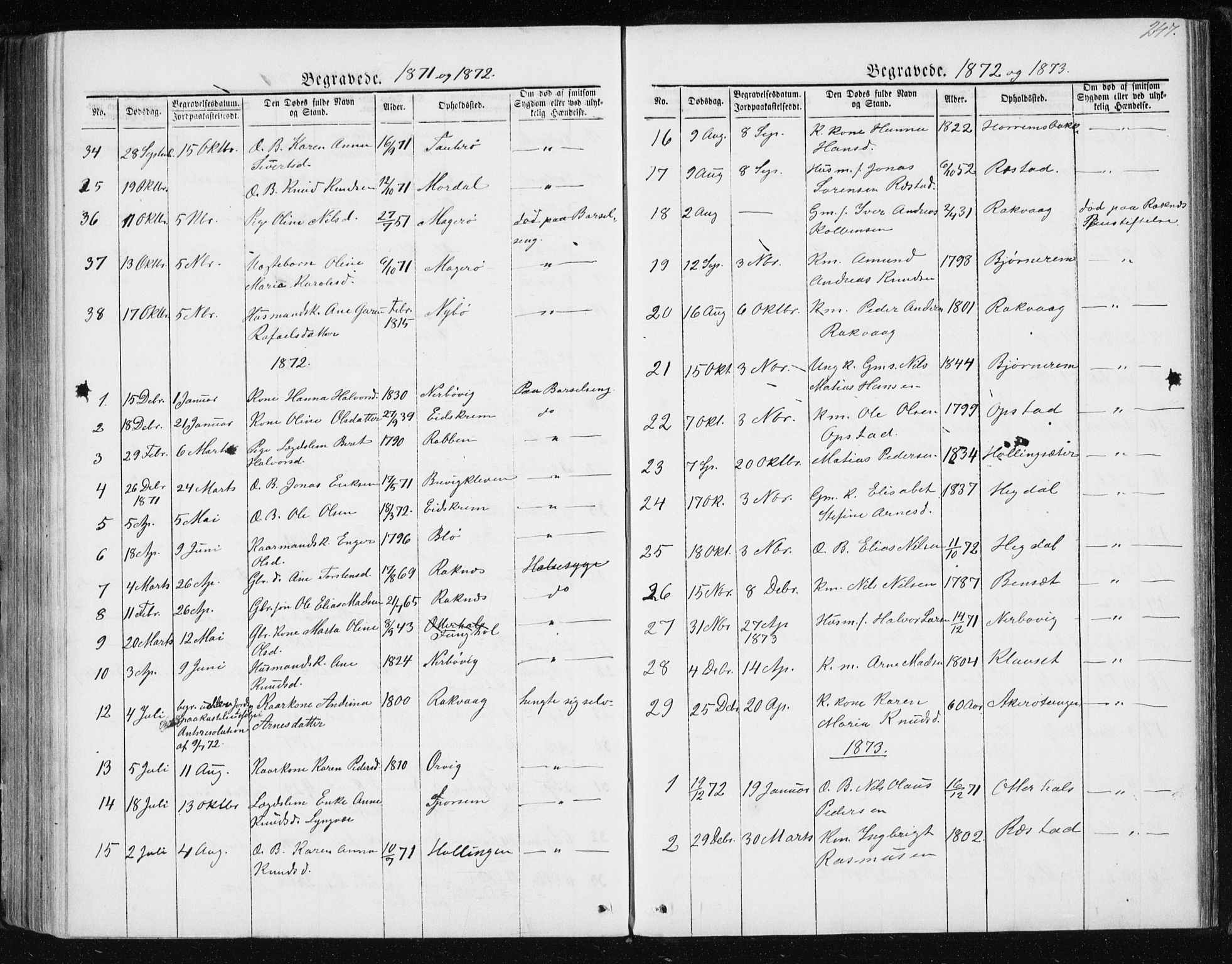 Ministerialprotokoller, klokkerbøker og fødselsregistre - Møre og Romsdal, AV/SAT-A-1454/560/L0724: Klokkerbok nr. 560C01, 1867-1892, s. 247