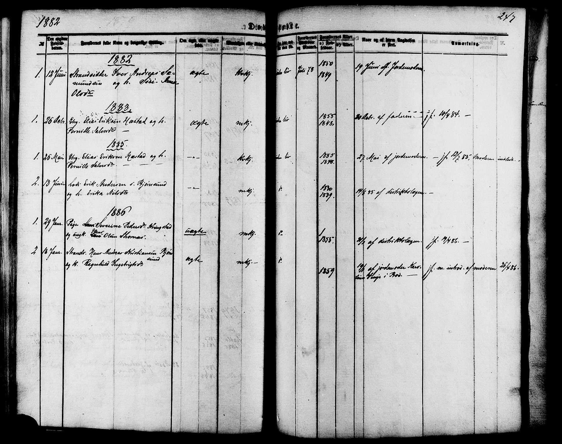 Ministerialprotokoller, klokkerbøker og fødselsregistre - Møre og Romsdal, SAT/A-1454/565/L0749: Ministerialbok nr. 565A03, 1871-1886, s. 247