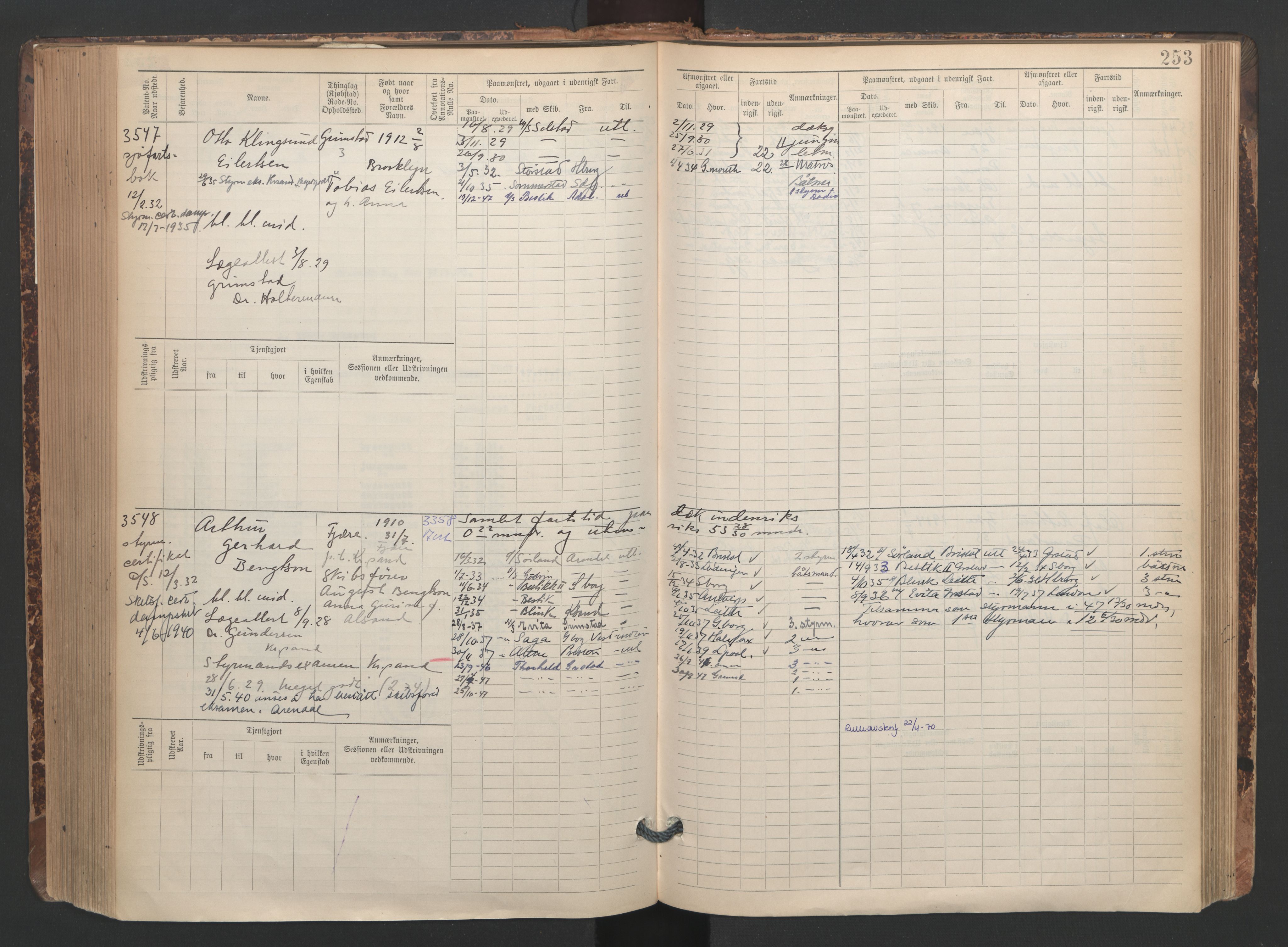 Grimstad mønstringskrets, AV/SAK-2031-0013/F/Fb/L0005: Hovedrulle A nr 3043-3804, F-8, 1900-1948, s. 257