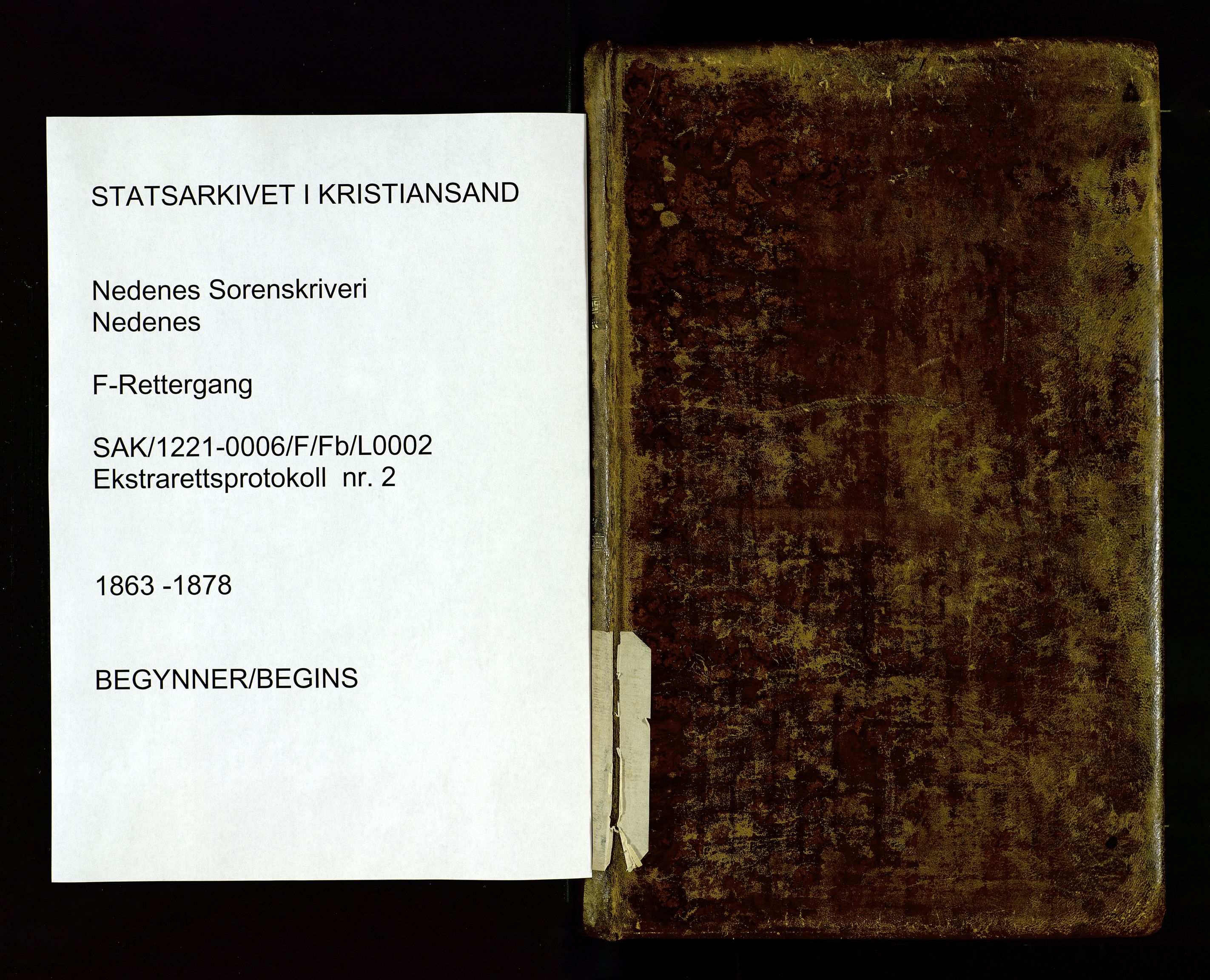 Nedenes sorenskriveri, SAK/1221-0006/F/Fb/L0002: Ekstrarettsprotokoll nr 2, 1863-1878