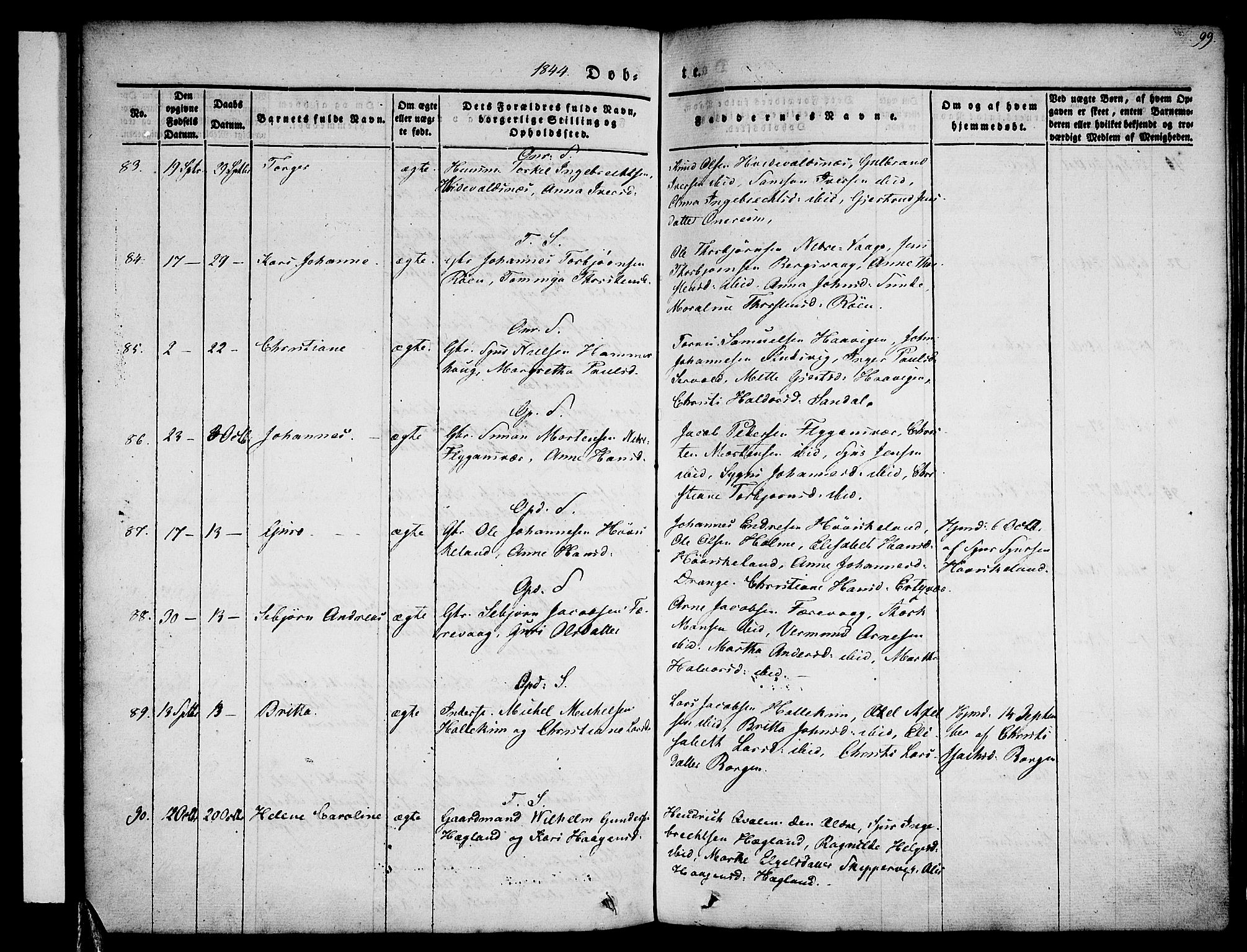 Tysnes sokneprestembete, AV/SAB-A-78601/H/Haa: Ministerialbok nr. A 9, 1837-1848, s. 99