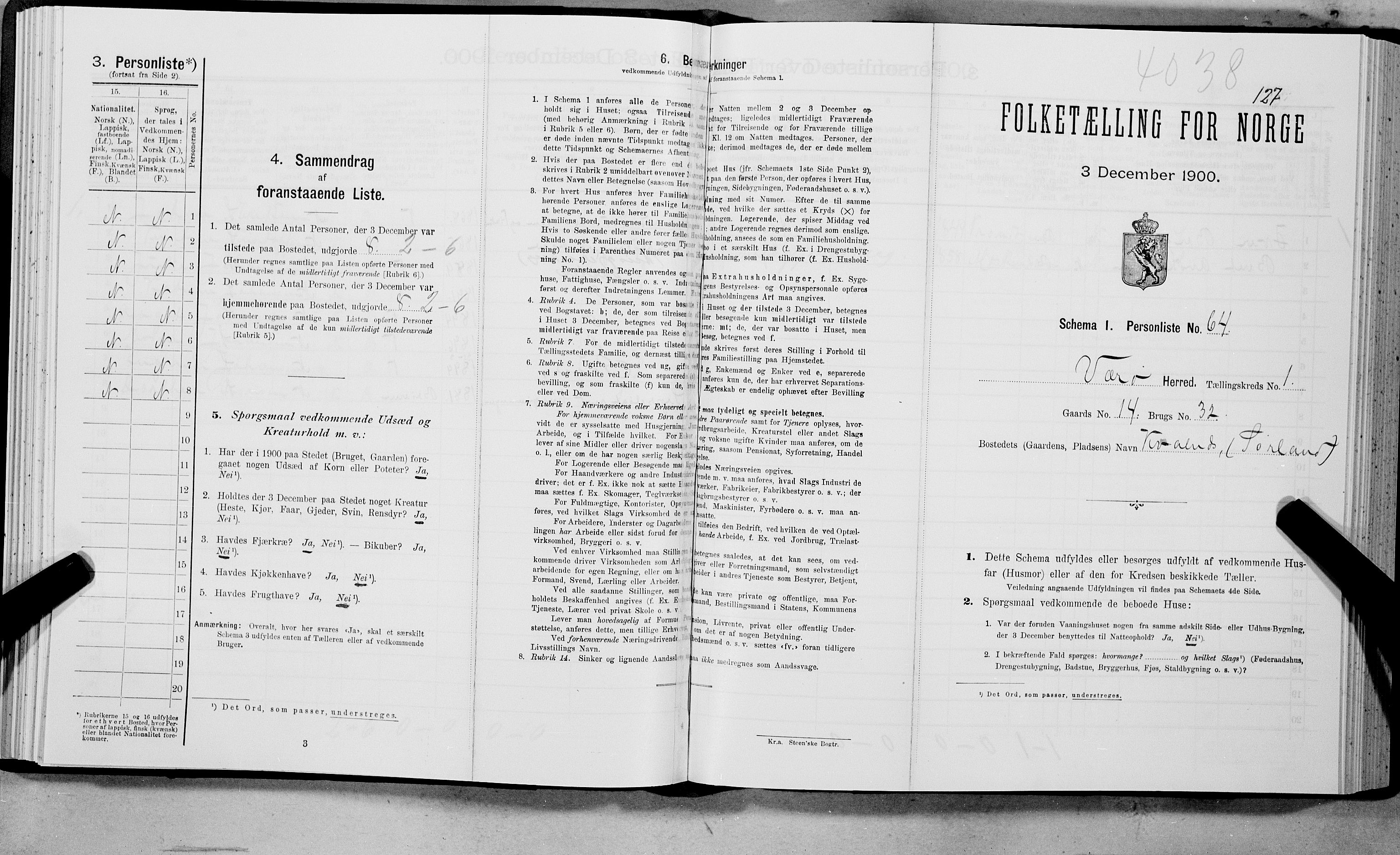 SAT, Folketelling 1900 for 1857 Værøy herred, 1900, s. 136