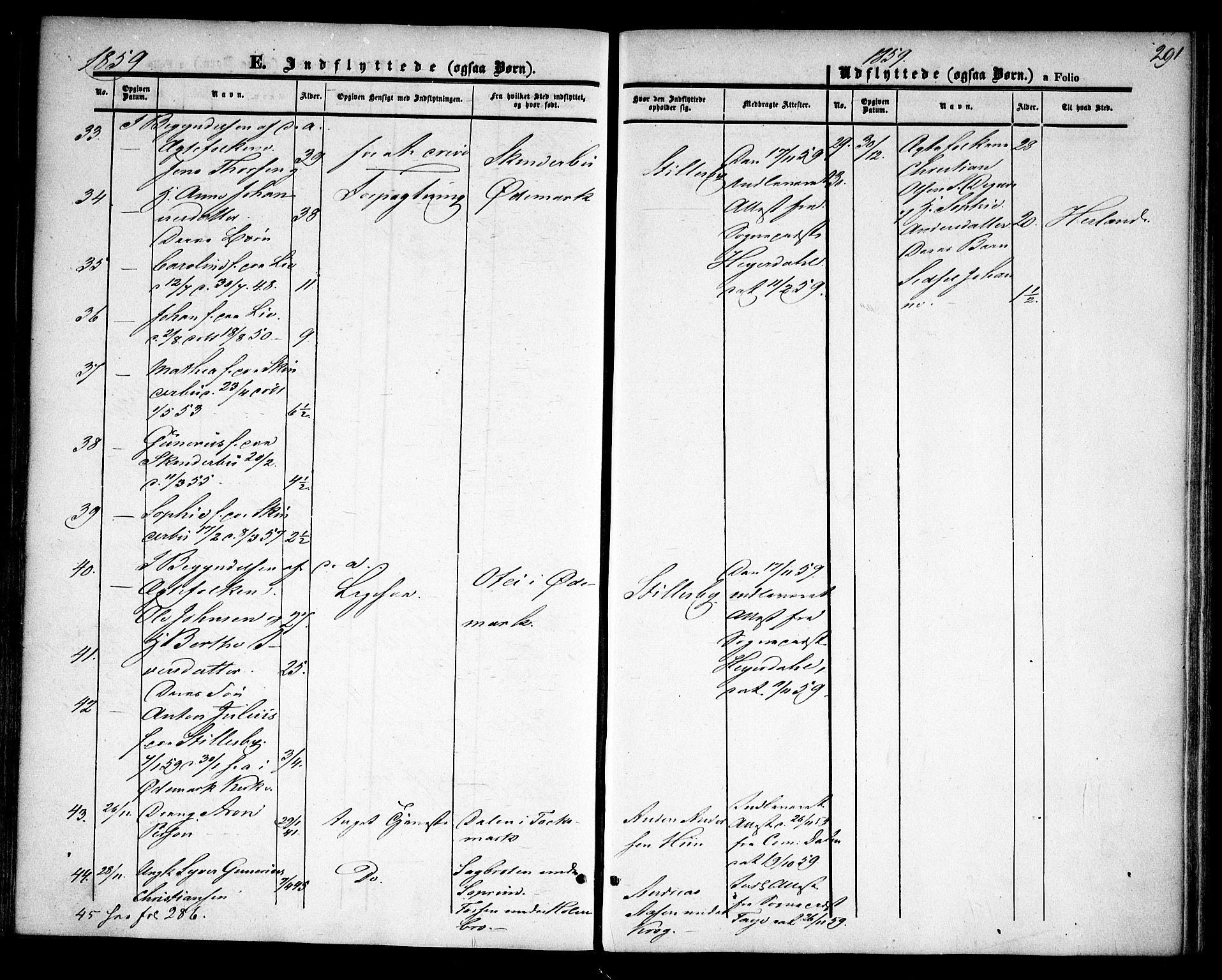 Rødenes prestekontor Kirkebøker, AV/SAO-A-2005/F/Fa/L0006: Ministerialbok nr. I 6, 1850-1859, s. 291