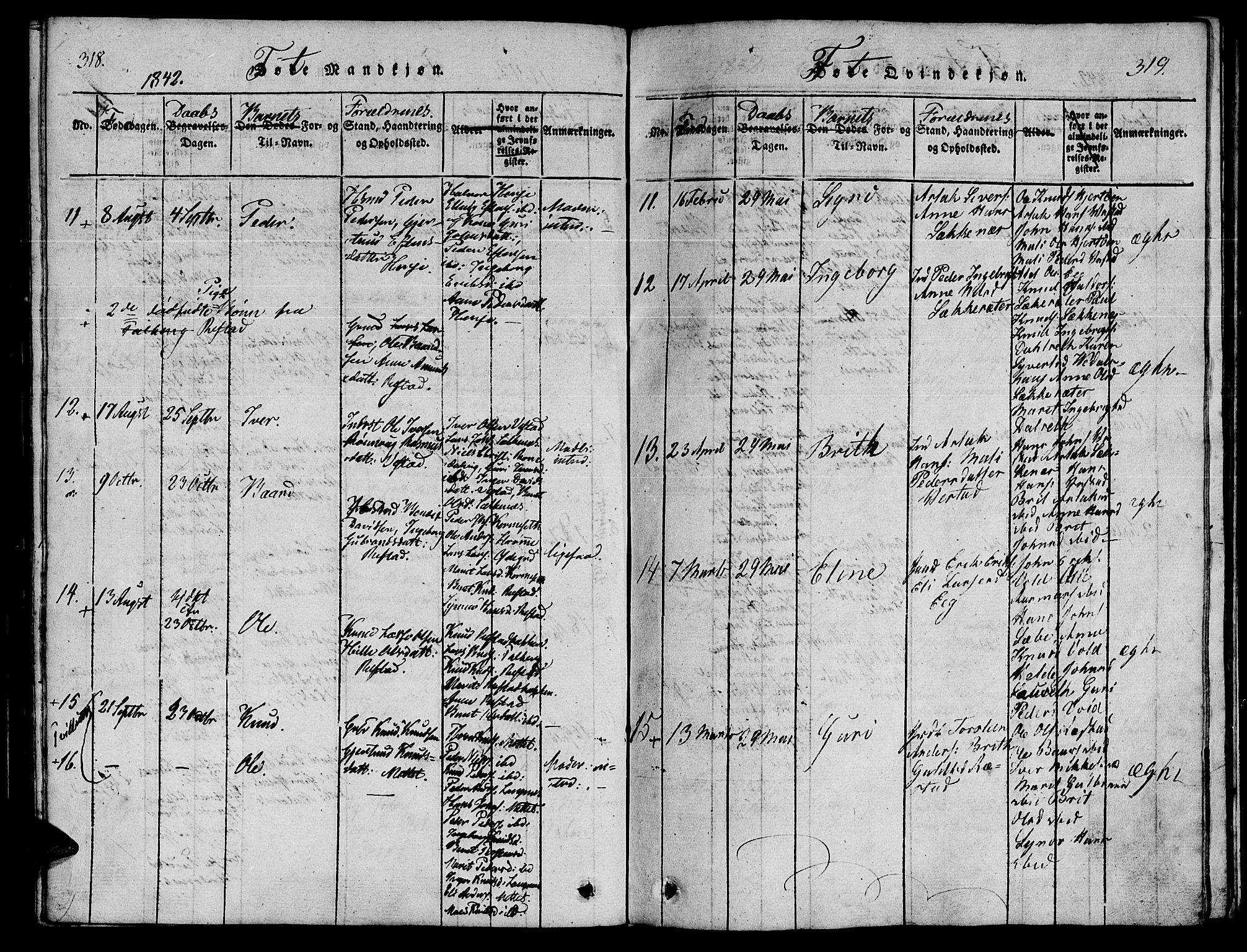 Ministerialprotokoller, klokkerbøker og fødselsregistre - Møre og Romsdal, AV/SAT-A-1454/547/L0602: Ministerialbok nr. 547A04, 1818-1845, s. 318-319