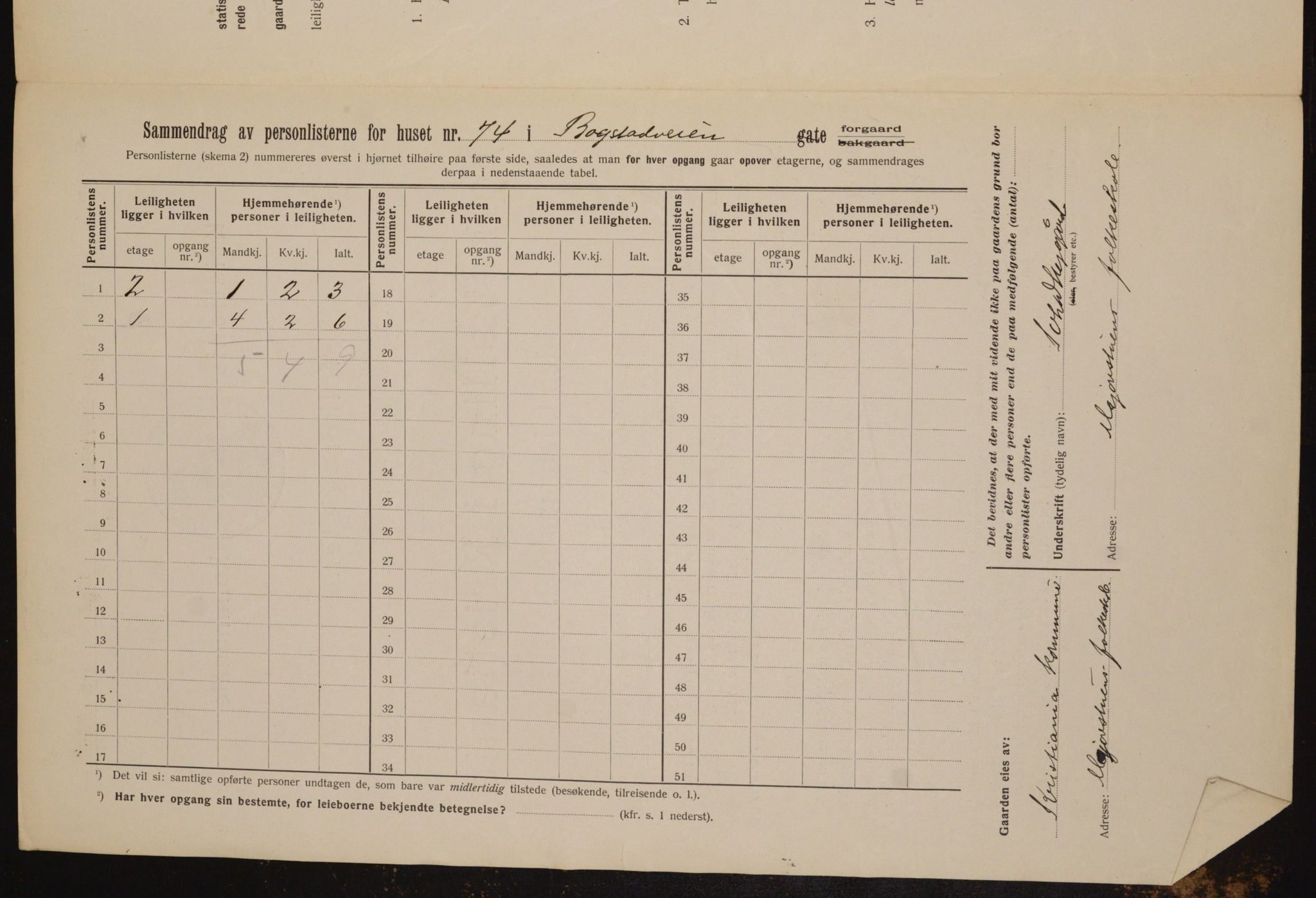 OBA, Kommunal folketelling 1.2.1912 for Kristiania, 1912, s. 7462