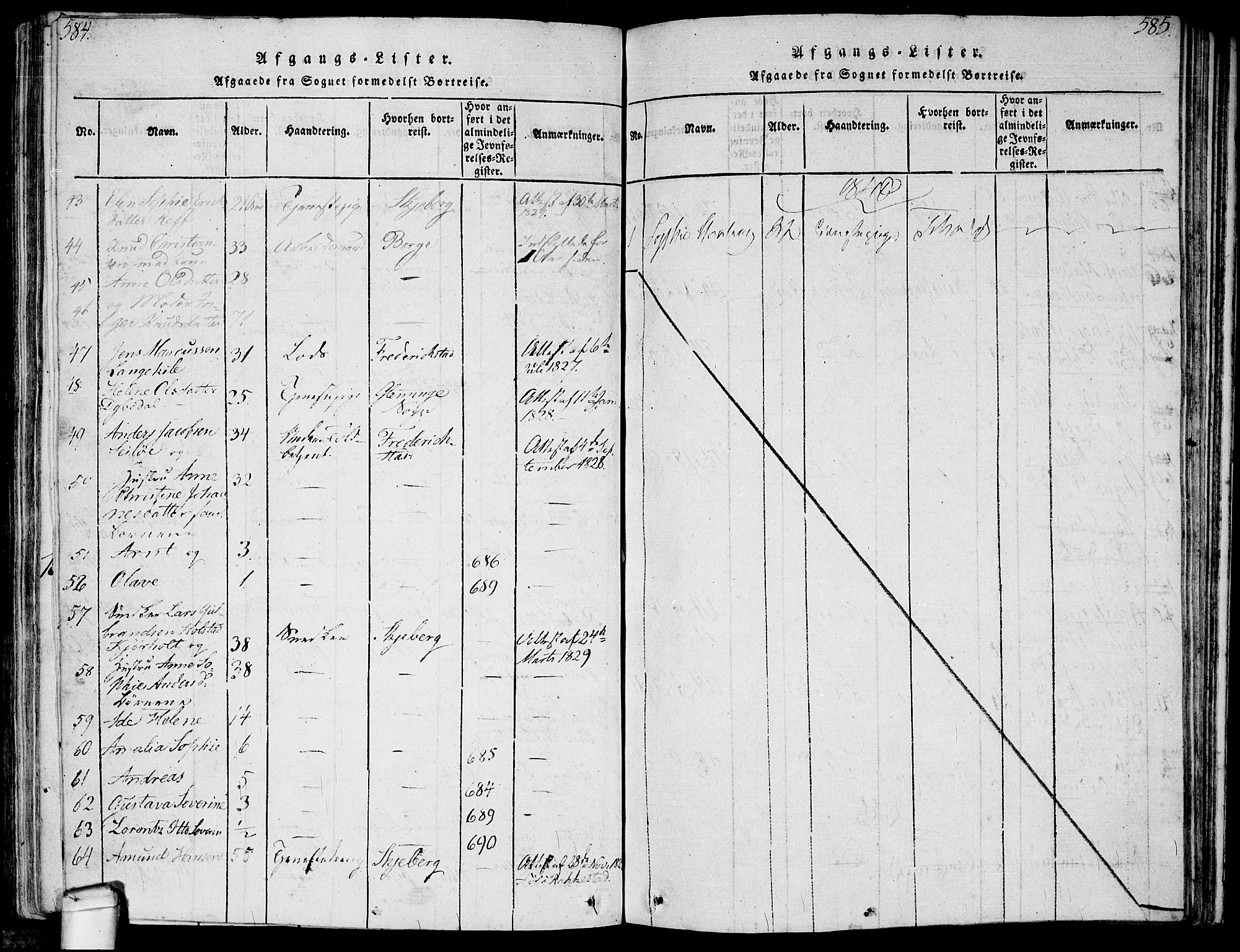 Hvaler prestekontor Kirkebøker, AV/SAO-A-2001/F/Fa/L0005: Ministerialbok nr. I 5, 1816-1845, s. 584-585