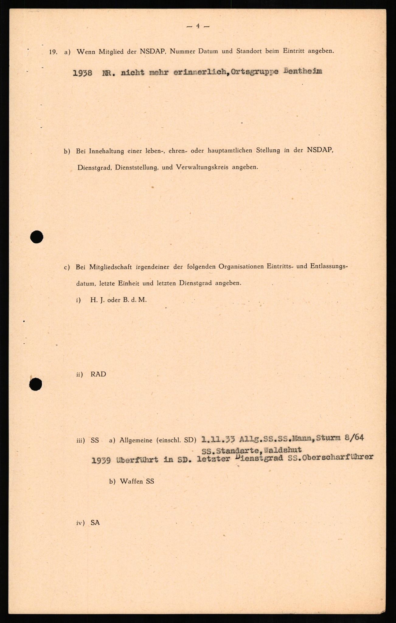 Forsvaret, Forsvarets overkommando II, RA/RAFA-3915/D/Db/L0014: CI Questionaires. Tyske okkupasjonsstyrker i Norge. Tyskere., 1945-1946, s. 96