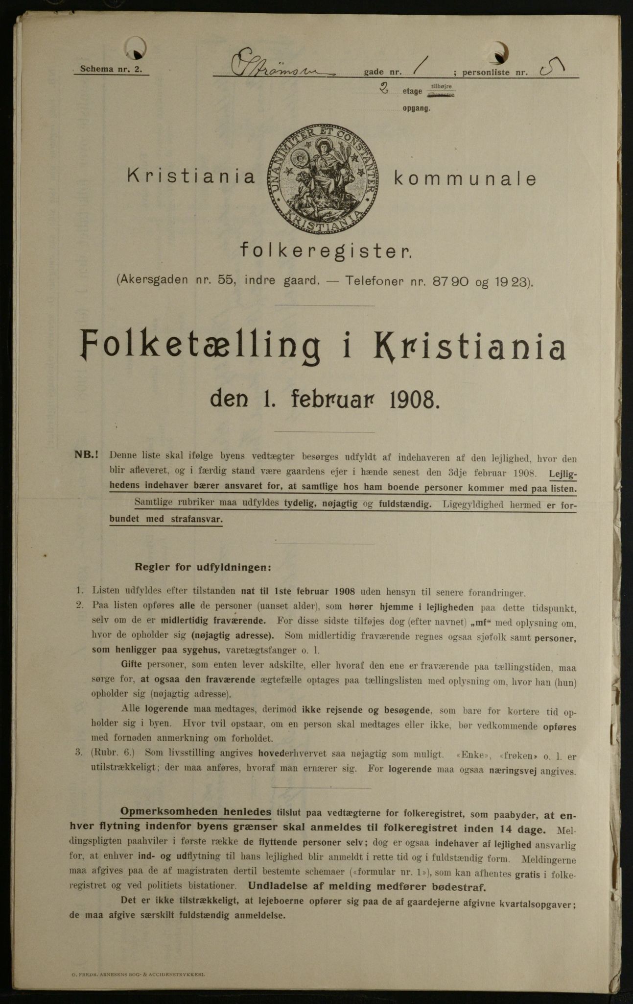 OBA, Kommunal folketelling 1.2.1908 for Kristiania kjøpstad, 1908, s. 93490