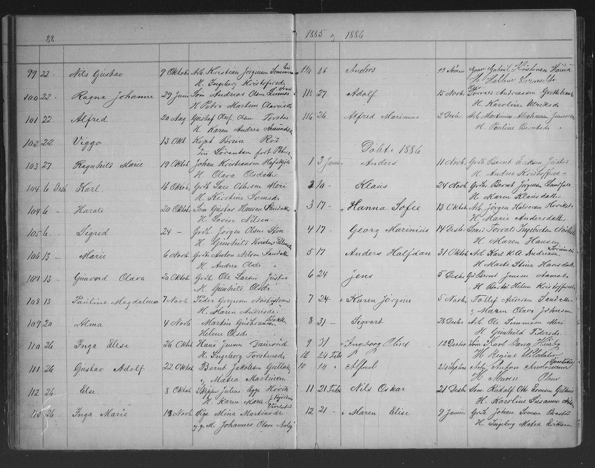 Lier kirkebøker, AV/SAKO-A-230/G/Gb/L0001: Klokkerbok nr. II 1, 1874-1898, s. 88-89