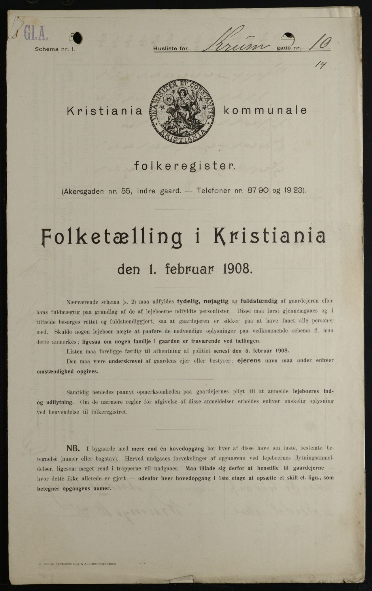 OBA, Kommunal folketelling 1.2.1908 for Kristiania kjøpstad, 1908, s. 49241